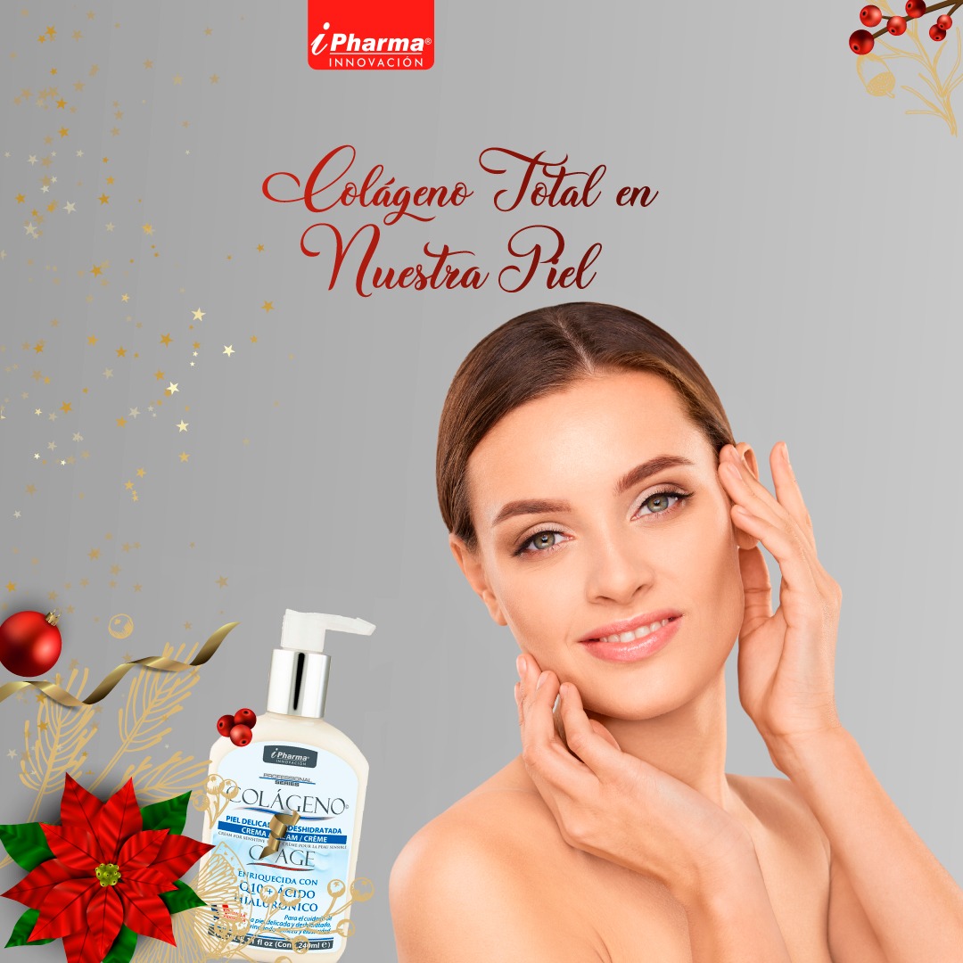 Crema con péptidos de Colágeno de tipo I, III, IIV, VII y XVII enriquecido con Ácido Hialurónico, Q10 colágeno C5 AGE 240 ml I Pharma