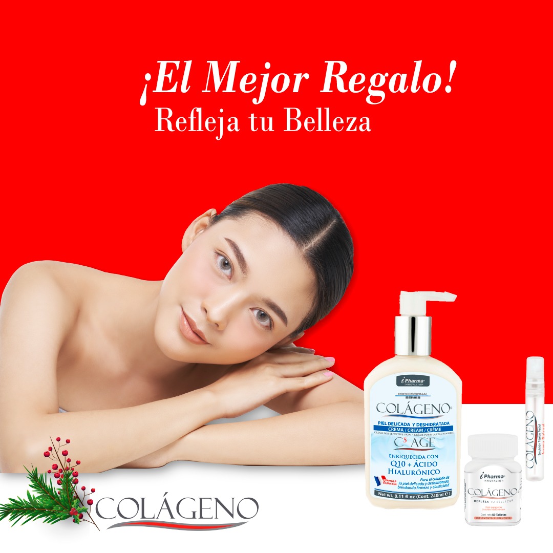 Crema con péptidos de Colágeno de tipo I, III, IIV, VII y XVII enriquecido con Ácido Hialurónico, Q10 colágeno C5 AGE 240 ml I Pharma