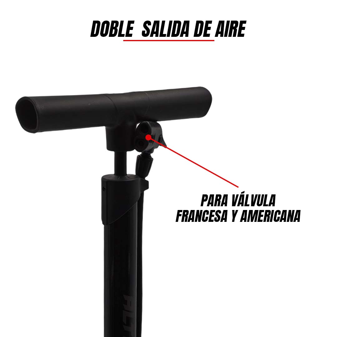 Bomba Aire Bicicleta De Pie Con Manómetro