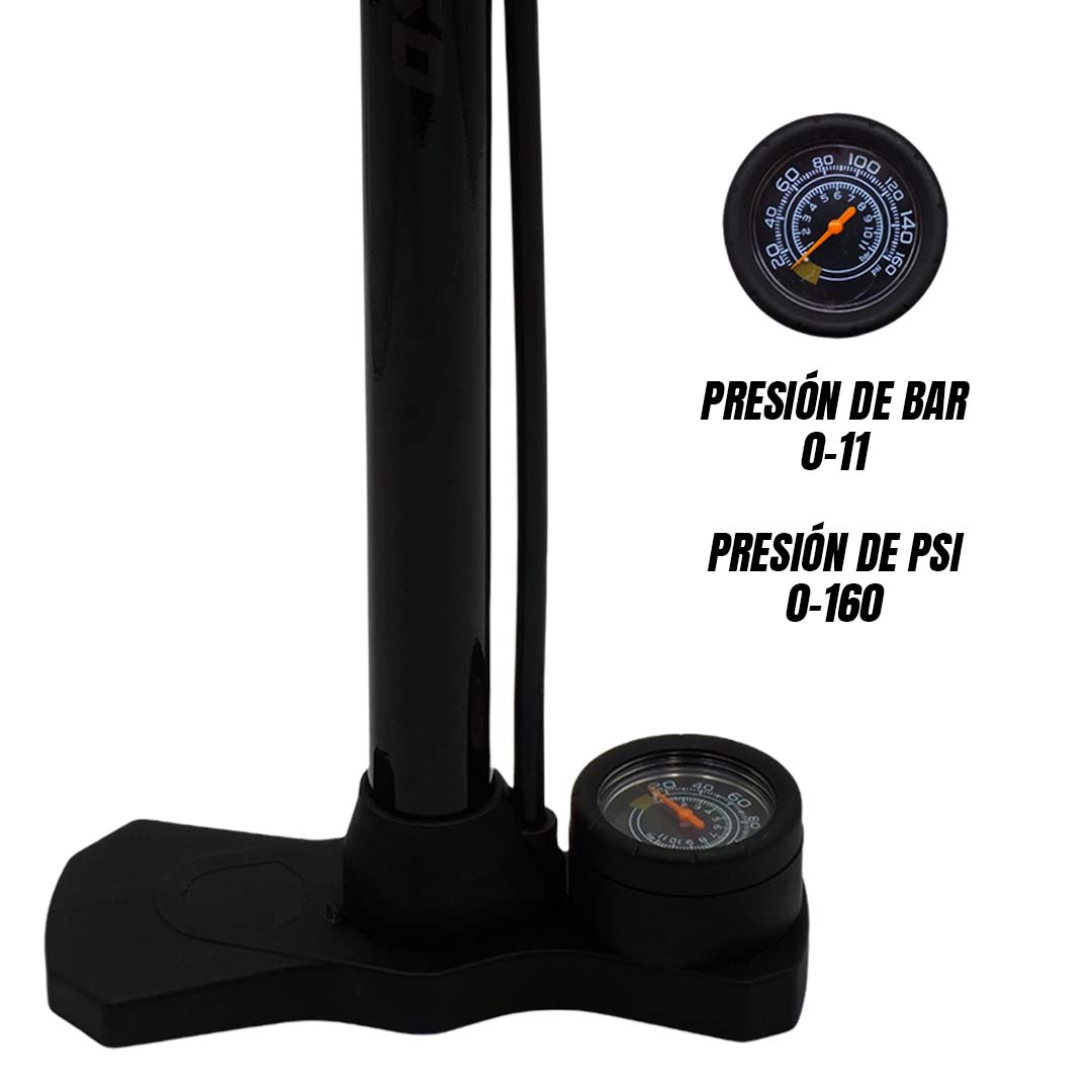 Bomba Aire Bicicleta De Pie Con Manómetro