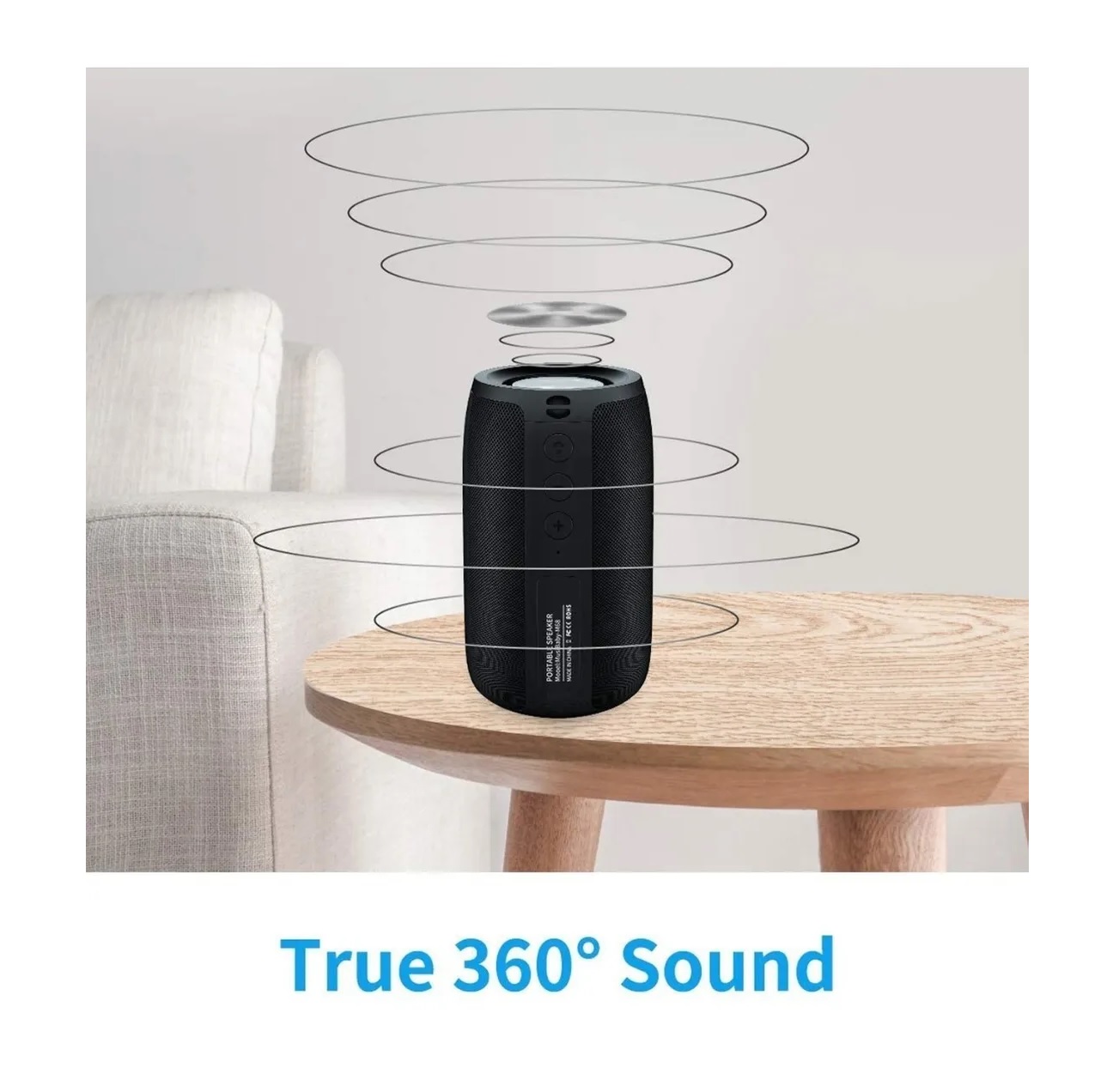 Altavoz Bluetooth Portátil Graves Potentes Y Resistente Negro