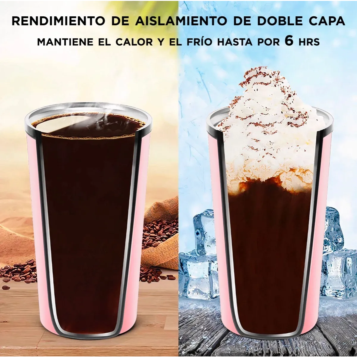 Termo Para Café Con Tapa De Acero Inoxidable Rosa - Onda Shop