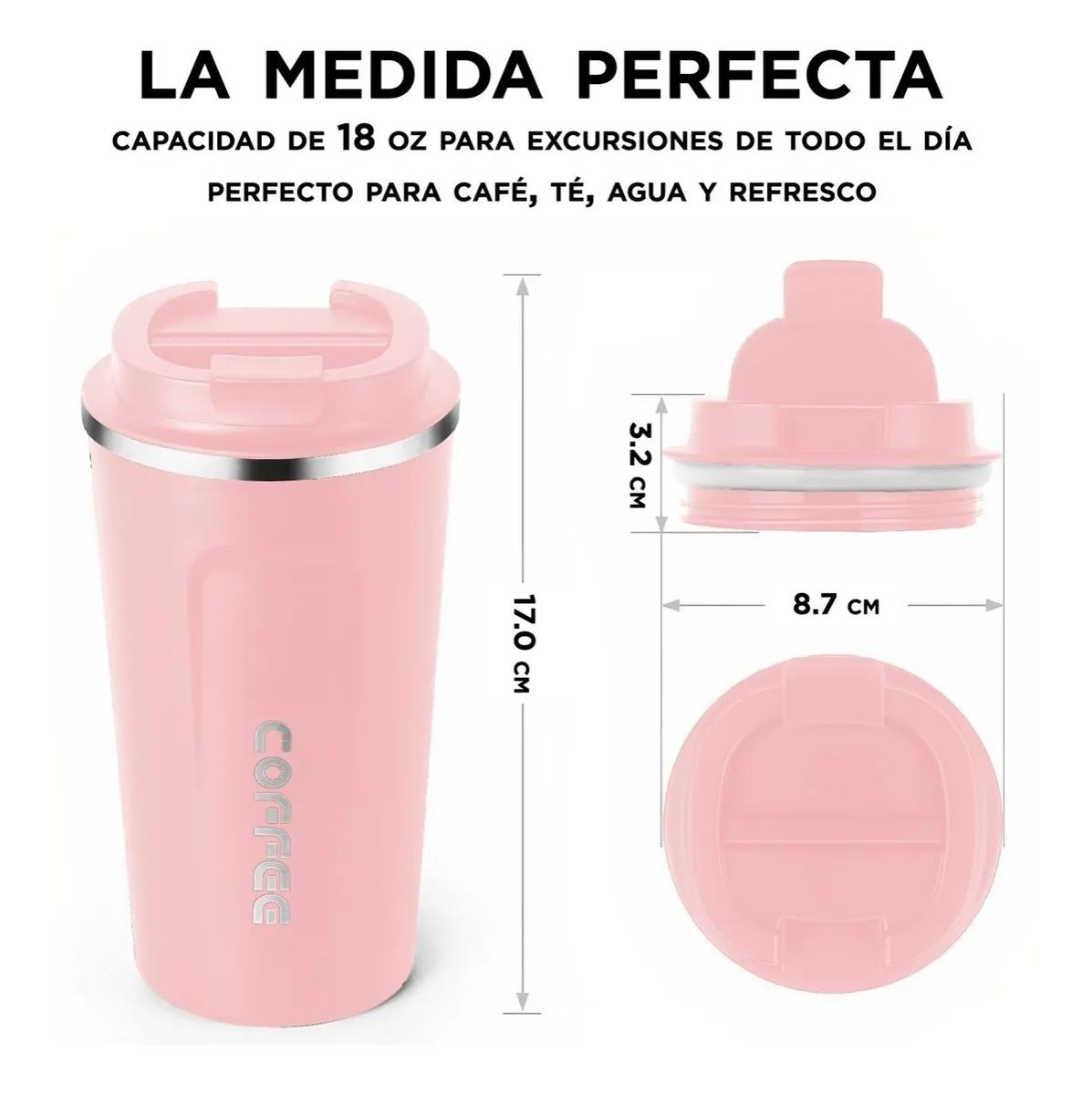 Termo Para Café Con Tapa De Acero Inoxidable Rosa - Onda Shop