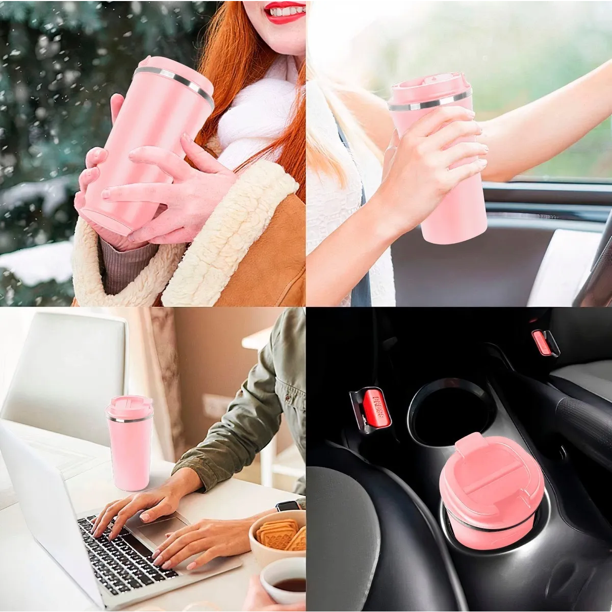 Termo Para Café Con Tapa De Acero Inoxidable Rosa - Onda Shop