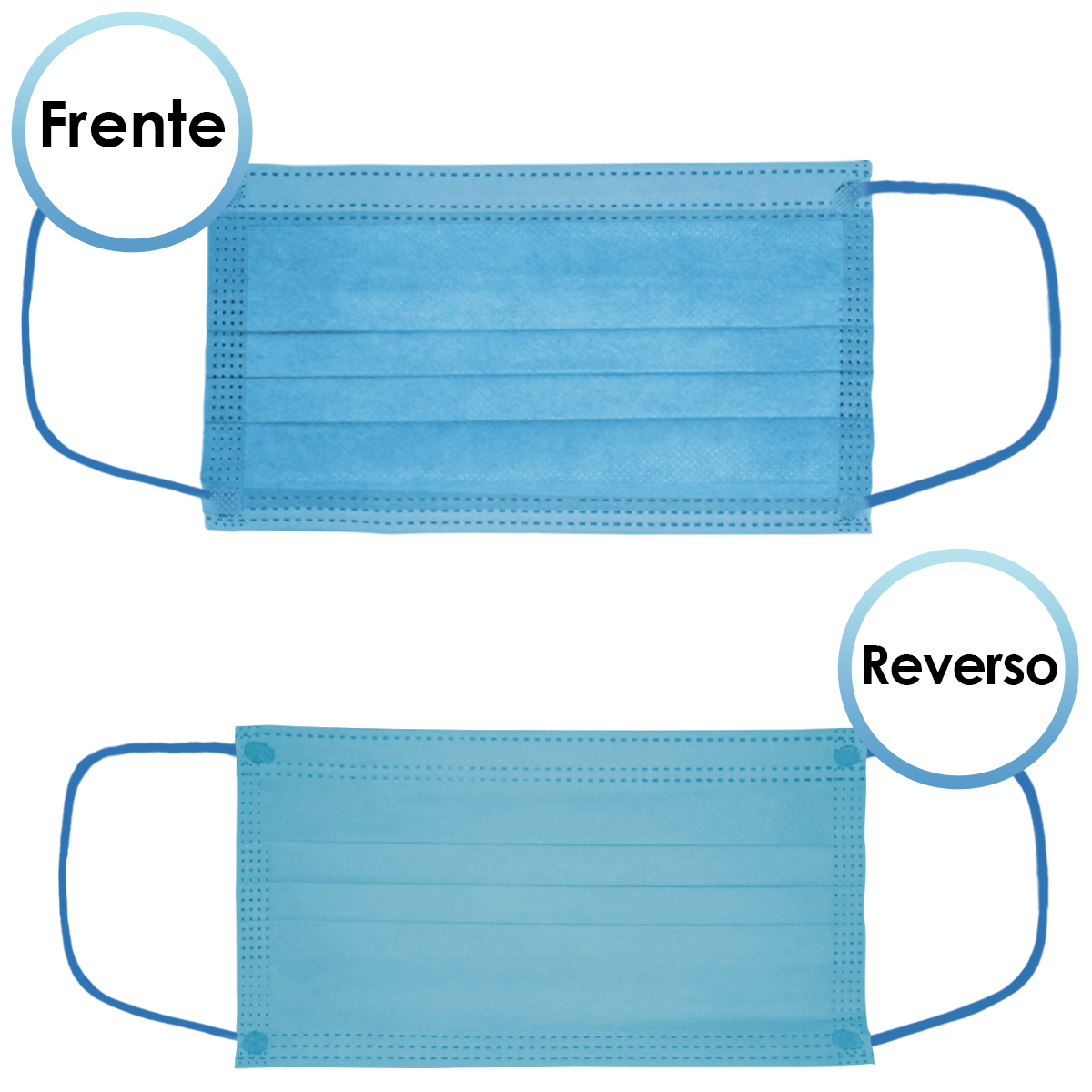 Cubrebocas Tricapa Termosellado Colores 50 Pzs Premium Azul