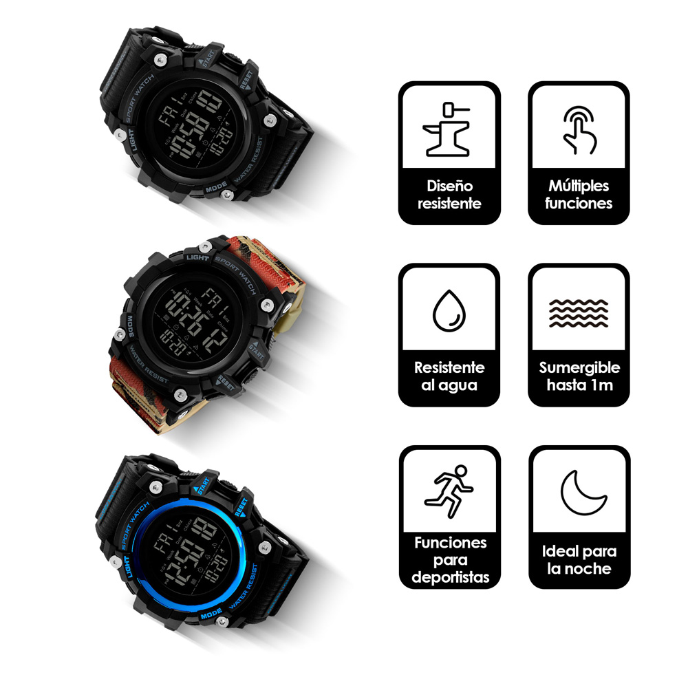 Reloj Redlemon Deportivo Resistente Agua Digital, Alarma, Cronómetro 1384
