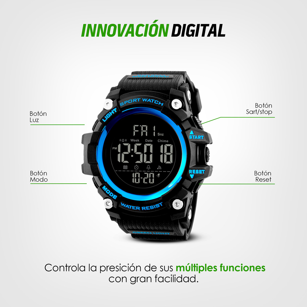 Reloj Redlemon Deportivo Resistente Agua Digital, Alarma, Cronómetro 1384