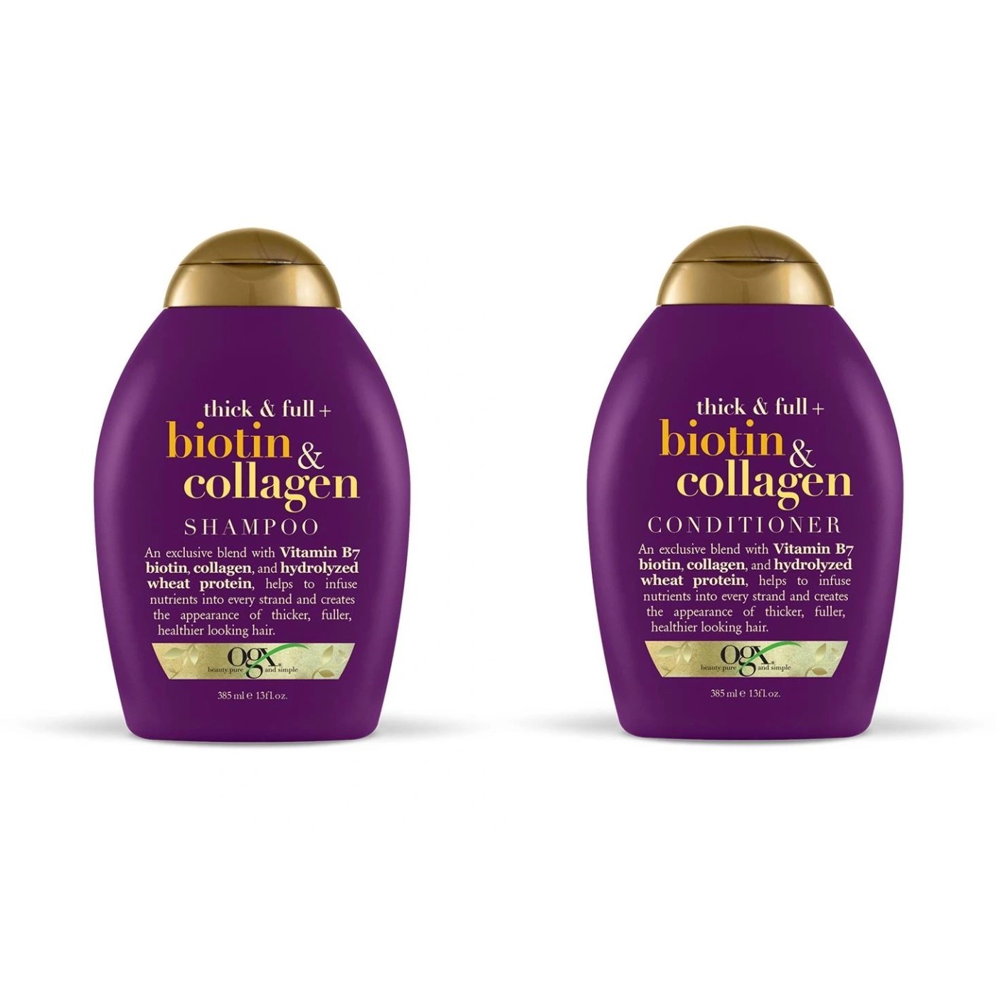 Shampoo Y Acondicionador Ogx Thick and Full Biotina Colageno 385ml c/u