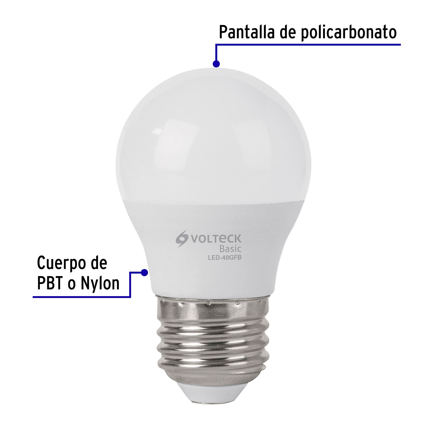 Lámpara de LED tipo bulbo G45 5 W, luz de día Volteck 27162