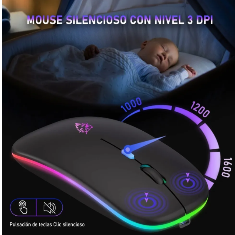 Ratón Silencioso De Oficina Inalámbrico Recargable De 2.4g.