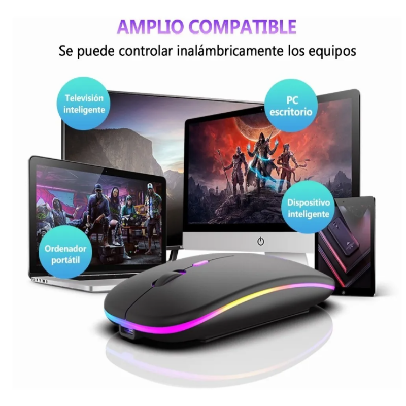 Ratón Silencioso De Oficina Inalámbrico Recargable De 2.4g.