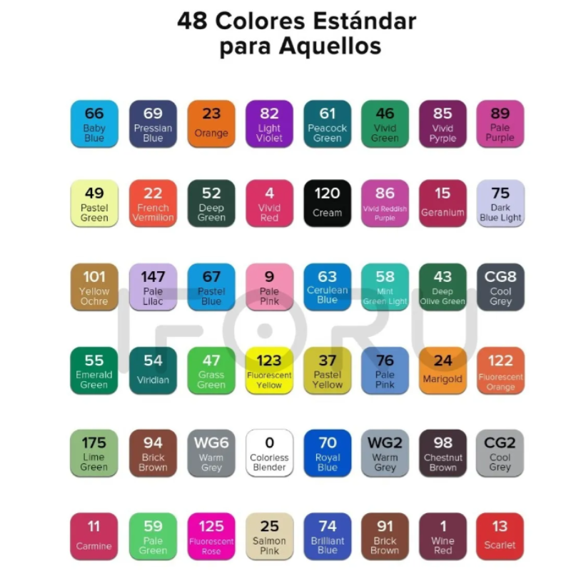 Marcadores Doble Punta Plumones Punta Pincel Iforu 48 Colors.