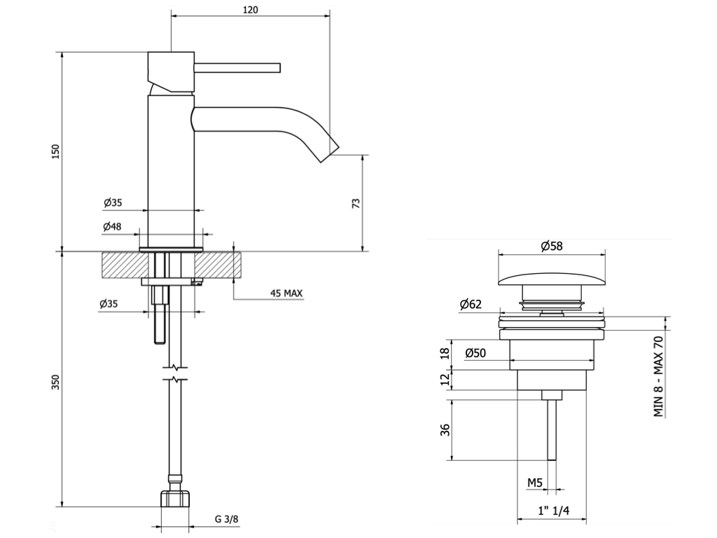 Llave Monomando Premium Para Lavabo Marca Teorema Modelo Jabil Acabado Bmetal