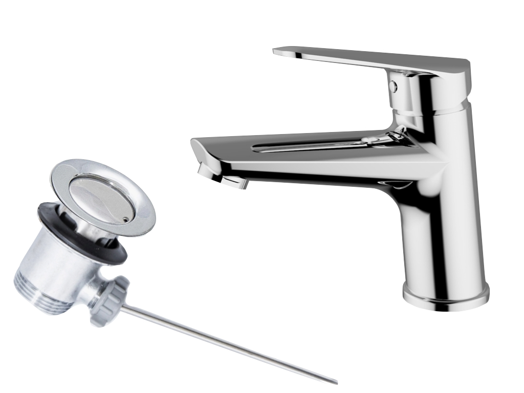 Llave Monomando Premium Para Lavabo Marca Teorema Modelo Slyce Acabado Cromado