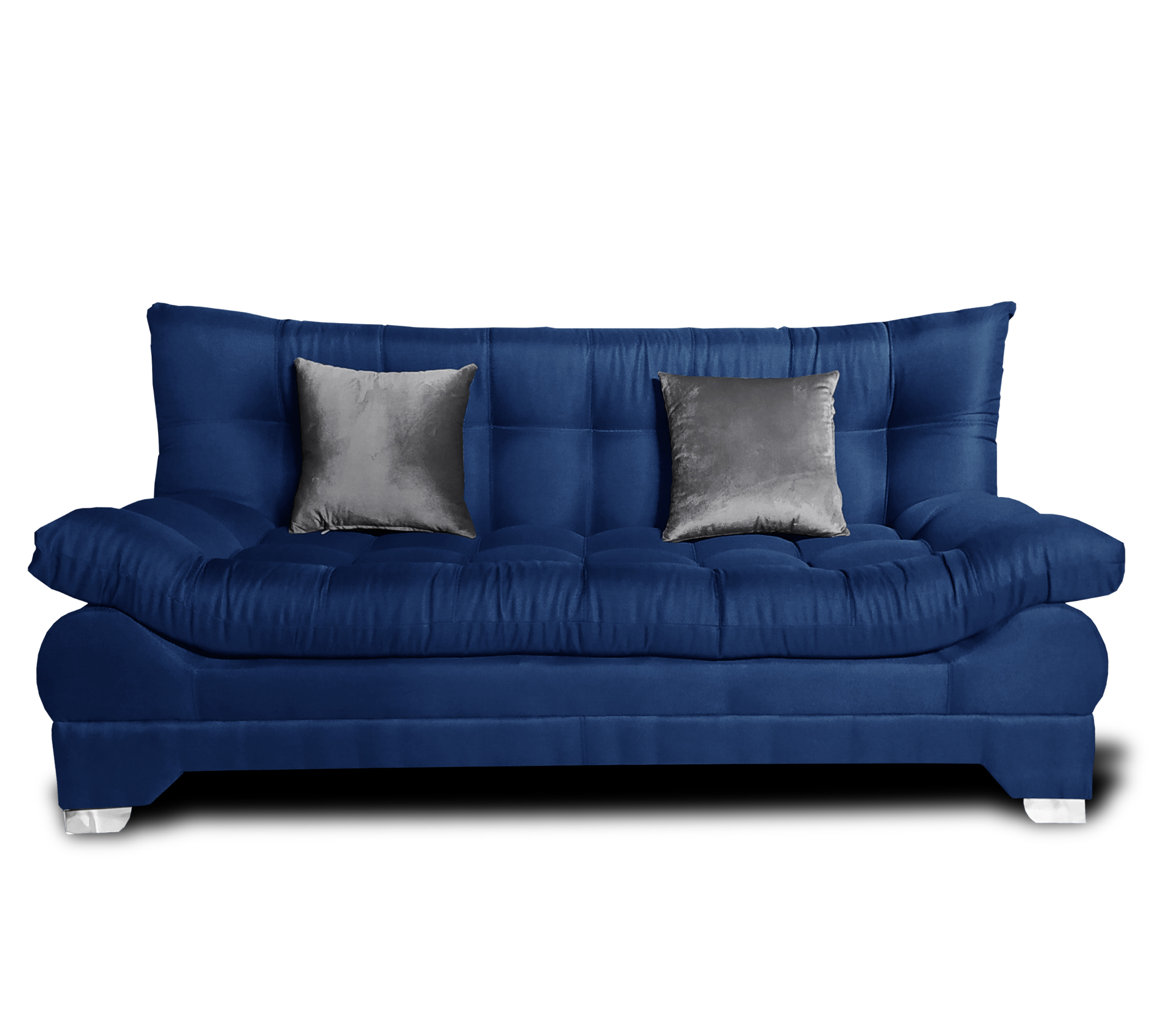 Sofa cama Nigeria Tela Lino Michell Azul + 02 Cojines tipo tercipelo Gris oxford MADERIAN // ENTREGA EN CDMX Y ZONO METROPOLITANA