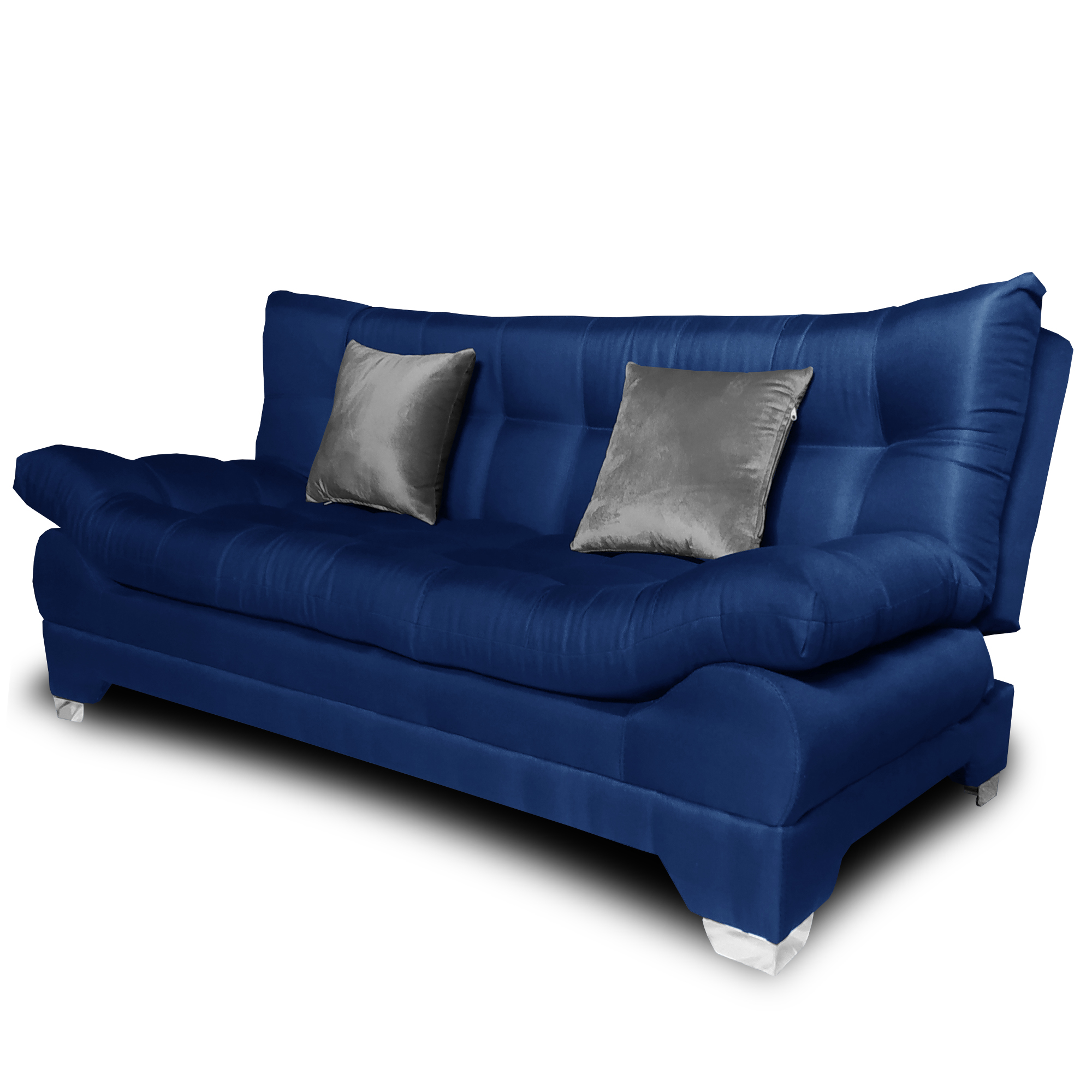 Sofa cama Nigeria Tela Lino Michell Azul + 02 Cojines tipo tercipelo Gris oxford MADERIAN // ENTREGA EN CDMX Y ZONO METROPOLITANA