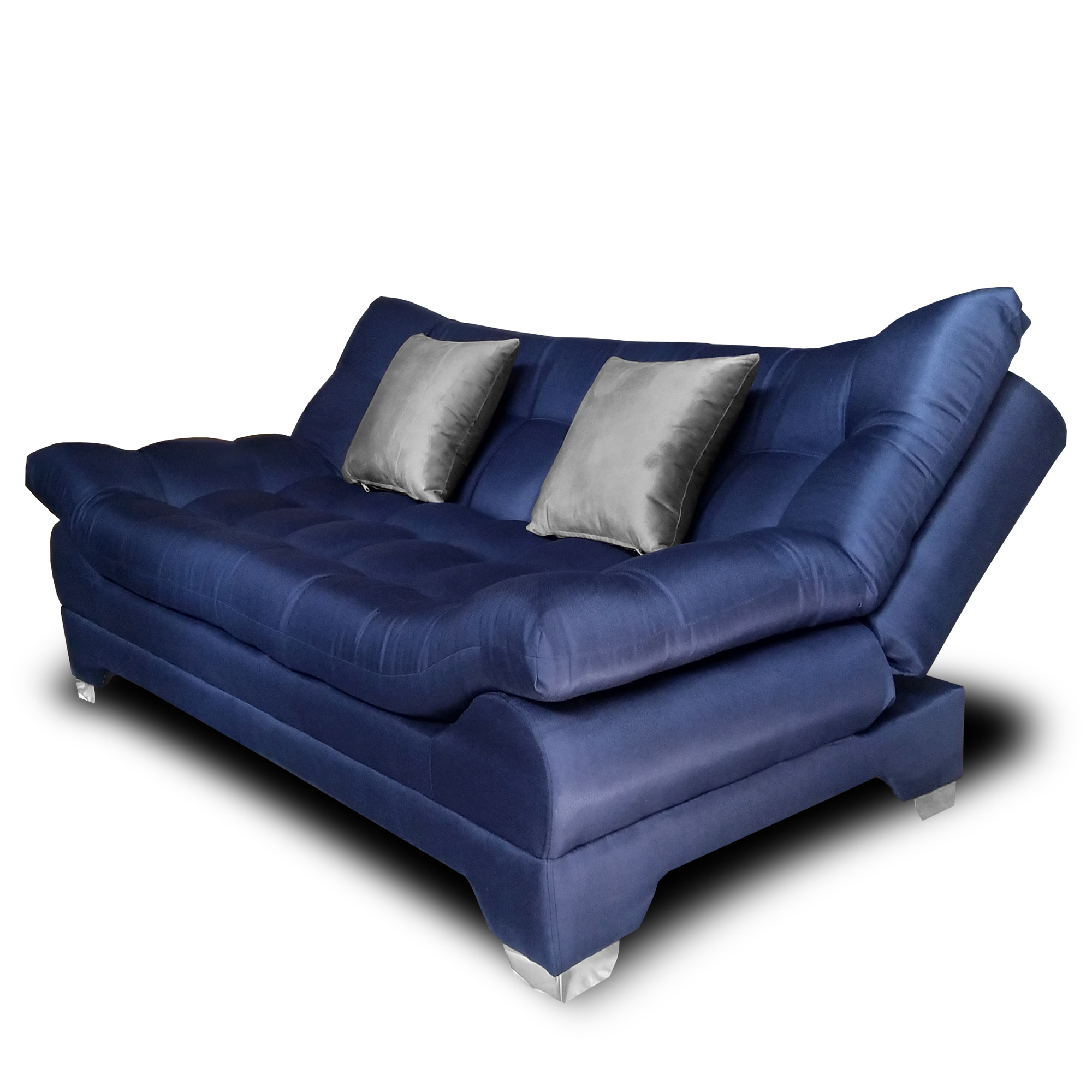 Sofa cama Nigeria Tela Lino Michell Azul + 02 Cojines tipo tercipelo Gris oxford MADERIAN // ENTREGA EN CDMX Y ZONO METROPOLITANA