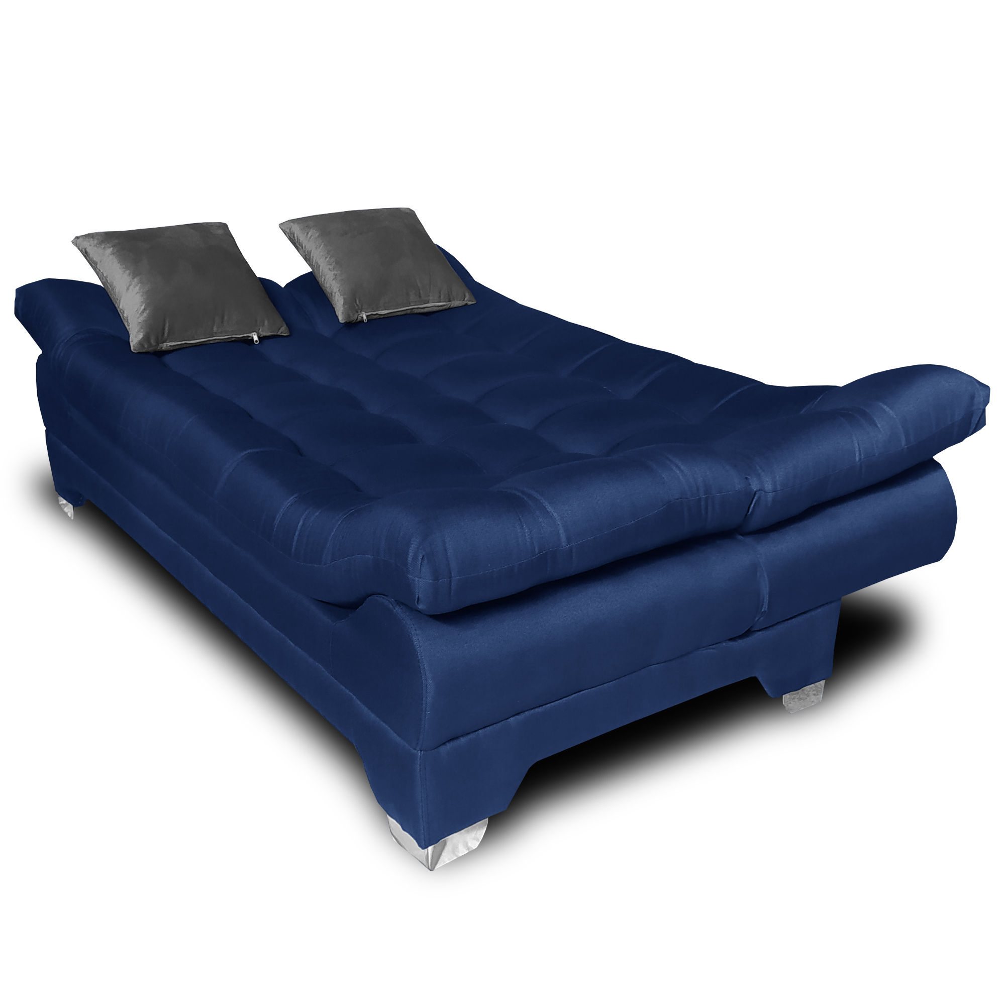 Sofa cama Nigeria Tela Lino Michell Azul + 02 Cojines tipo tercipelo Gris oxford MADERIAN // ENTREGA EN CDMX Y ZONO METROPOLITANA