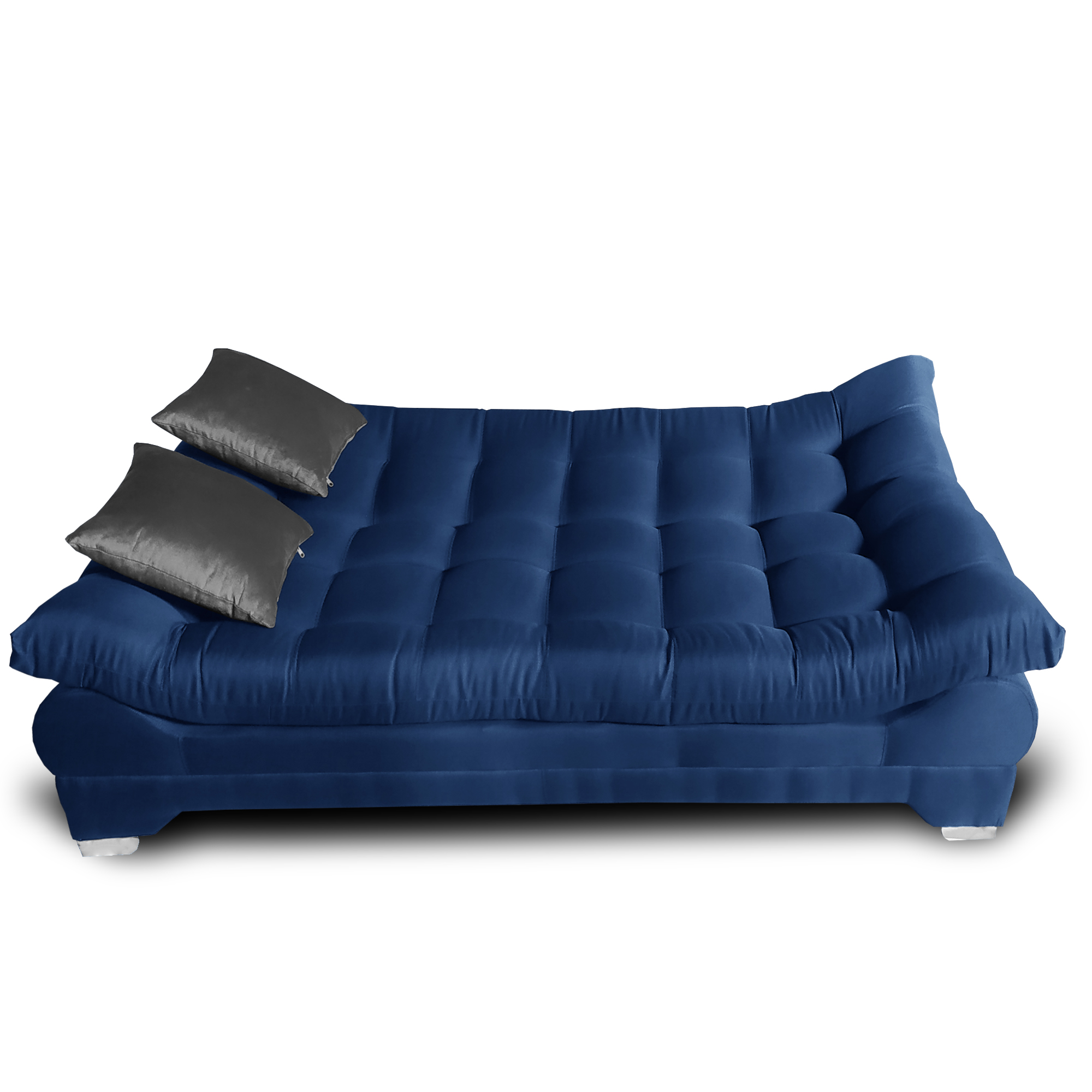 Sofa cama Nigeria Tela Lino Michell Azul + 02 Cojines tipo tercipelo Gris oxford MADERIAN // ENTREGA EN CDMX Y ZONO METROPOLITANA