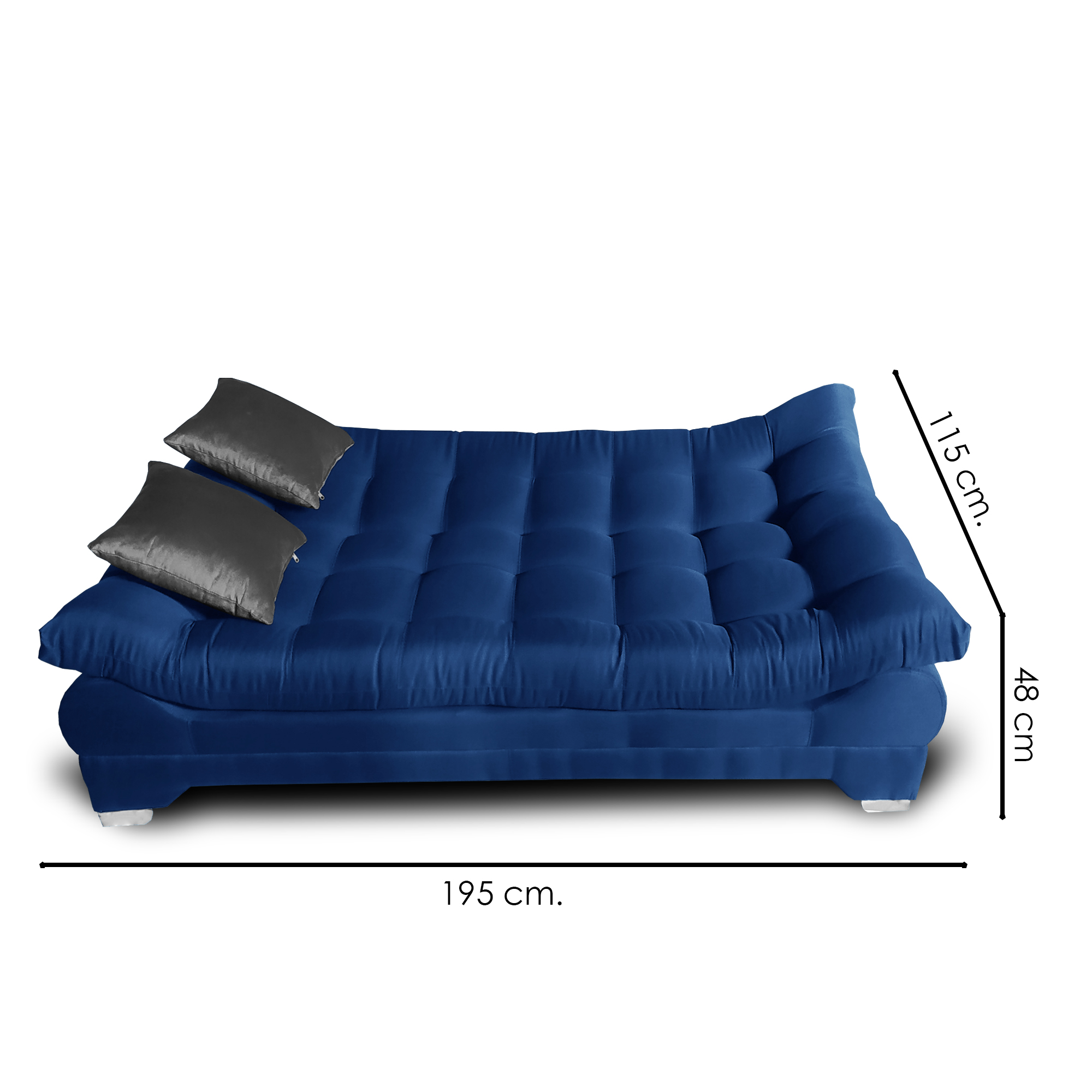 Sofa cama Nigeria Tela Lino Michell Azul + 02 Cojines tipo tercipelo Gris oxford MADERIAN // ENTREGA EN CDMX Y ZONO METROPOLITANA
