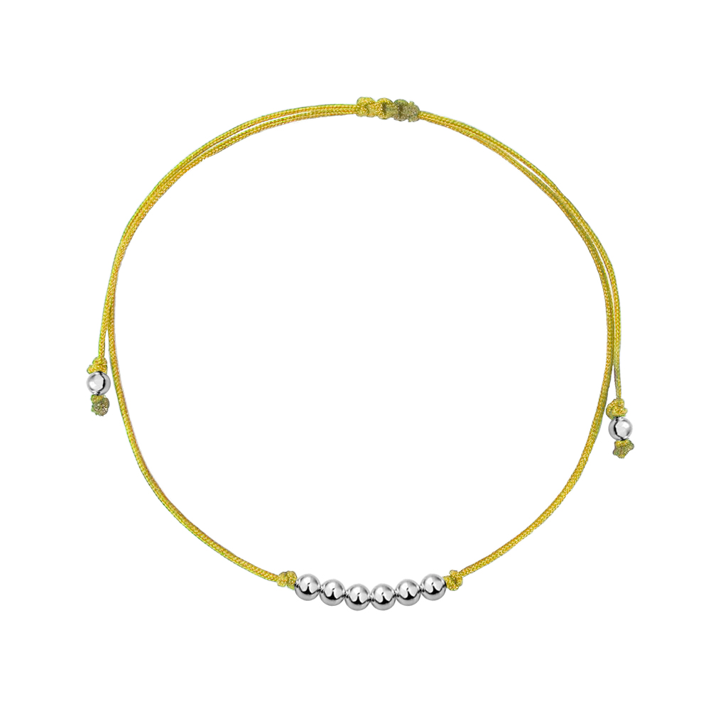 Pulsera de hilo amarillo con bolitas de plata .925, Joyería para Mujer de Anante Joyería