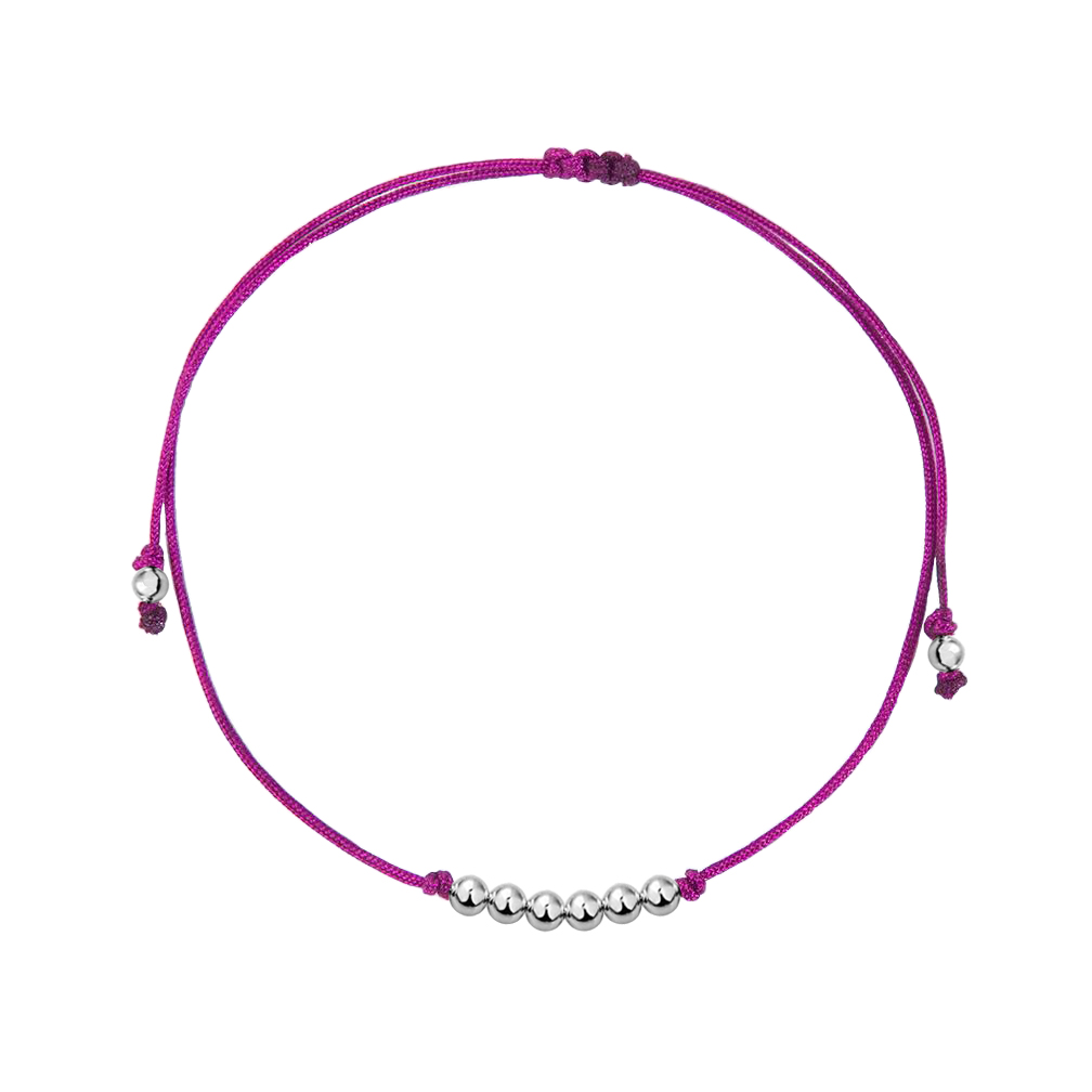 Pulsera de hilo morado con bolitas de plata .925, Joyería para Mujer de Anante Joyería