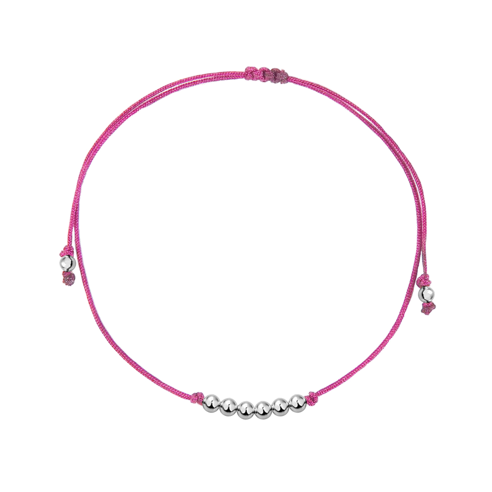 Pulsera de hilo rosa con bolitas de plata .925, Joyería para Mujer de Anante Joyería