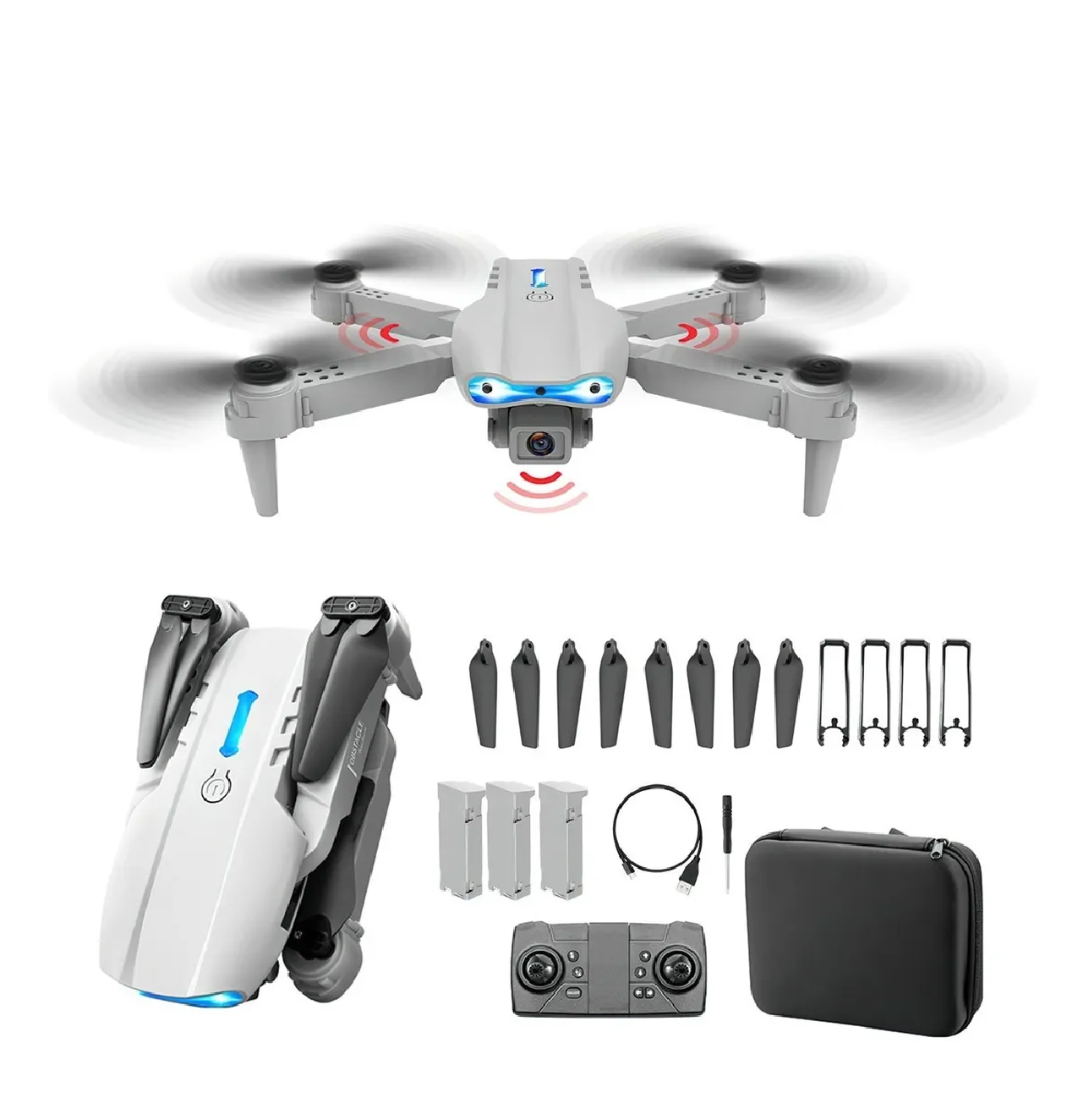 Mini Drone 4k Cámara Con Doble Cámara Doble Wifi Recargable Gris