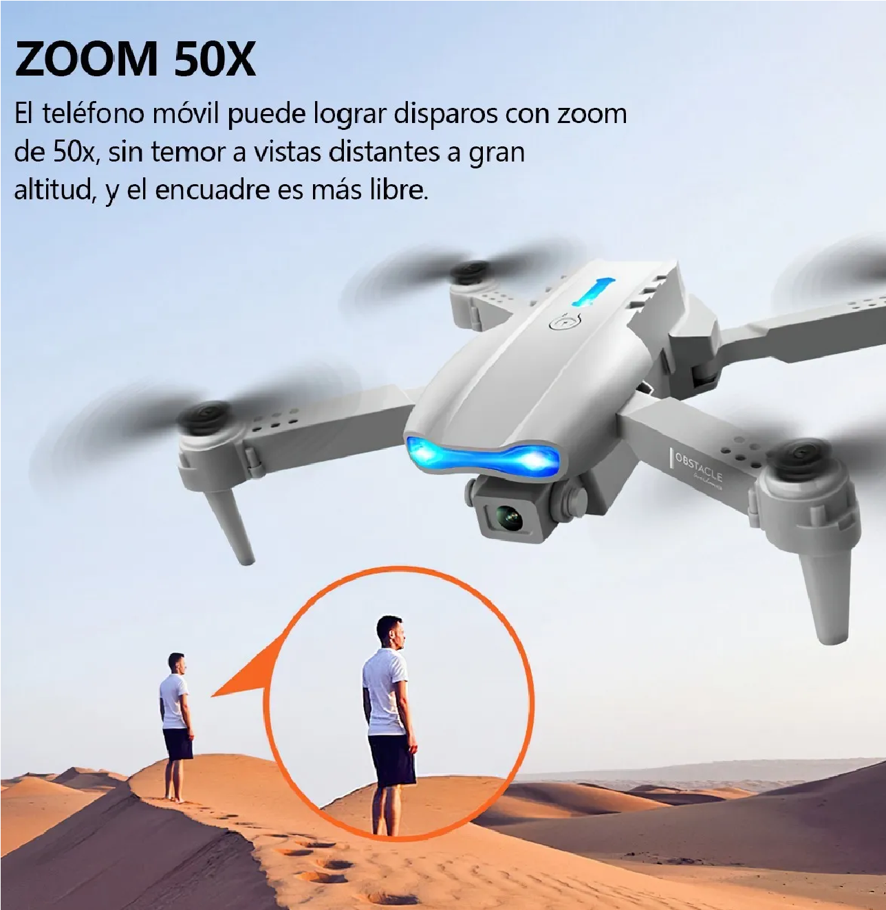 Mini Drone 4k Cámara Con Doble Cámara Doble Wifi Recargable Gris