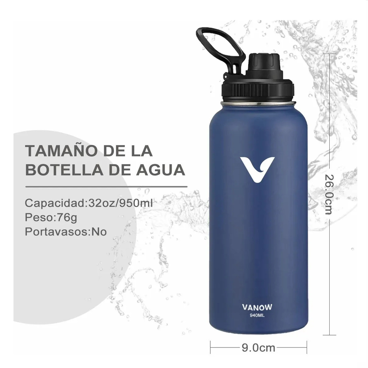 Termo Vaso-botella Acero Inoxidablecon Fría/caliente 1Ltro. Azul