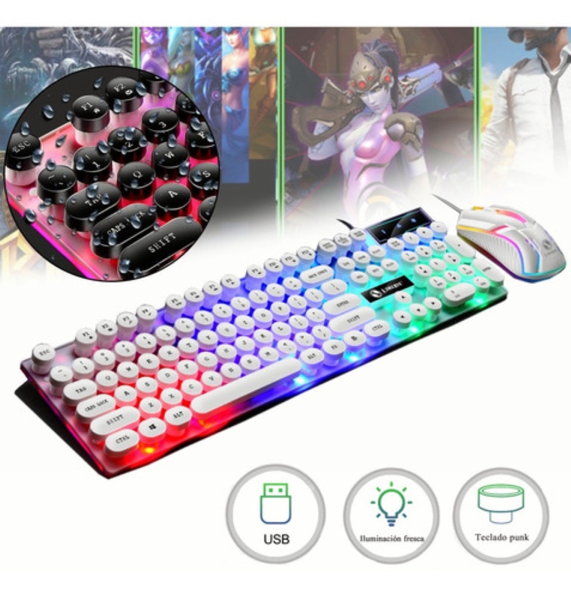 Teclado con Retroiluminacion USB para Juegos 