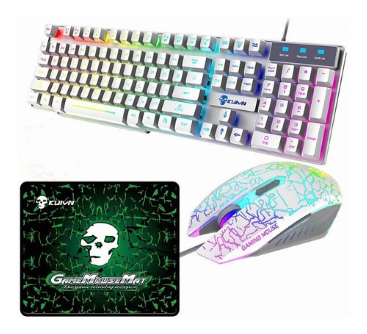 Kit Teclado Mouse Gamer Retroiluminacion USB Blanco