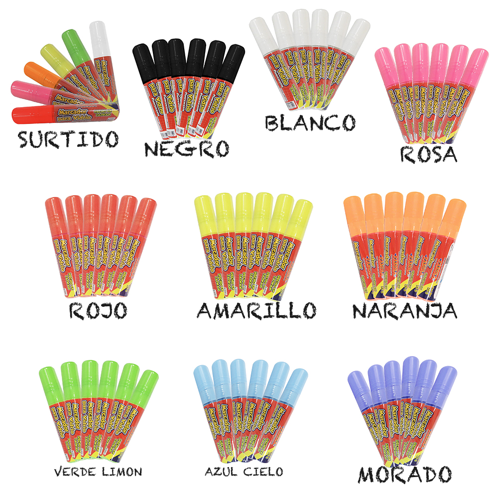 6 MARCADORES PARA VIDRIO ventana Color Metalico