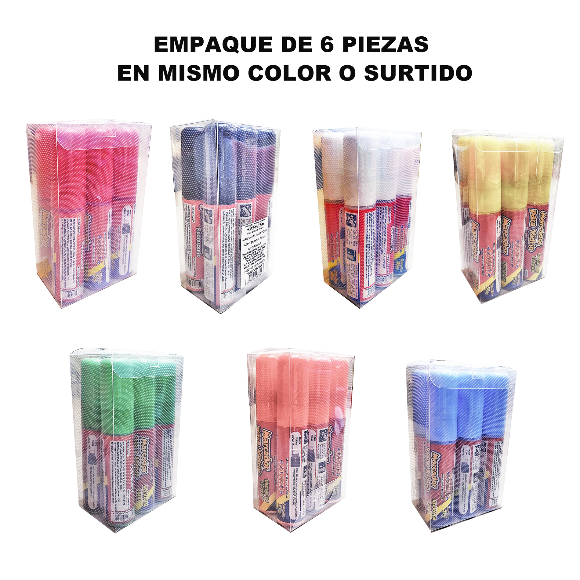 6 MARCADORES PARA VIDRIO ventana Color Metalico