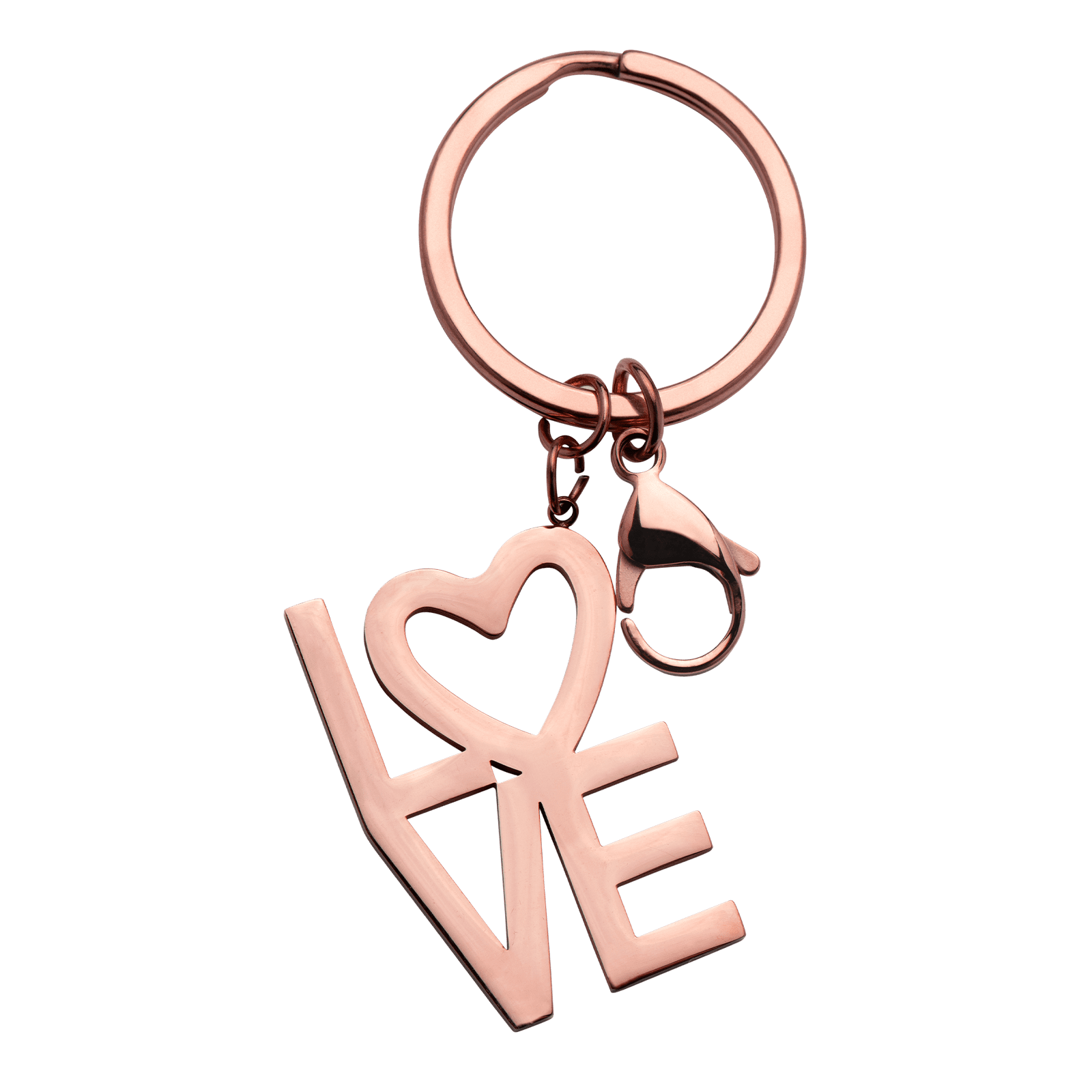 LuckyLy Llavero para Mujer Love con Corazón , Acero Inoxidable con Baño de Oro Rosa 18k - Modelo Lola