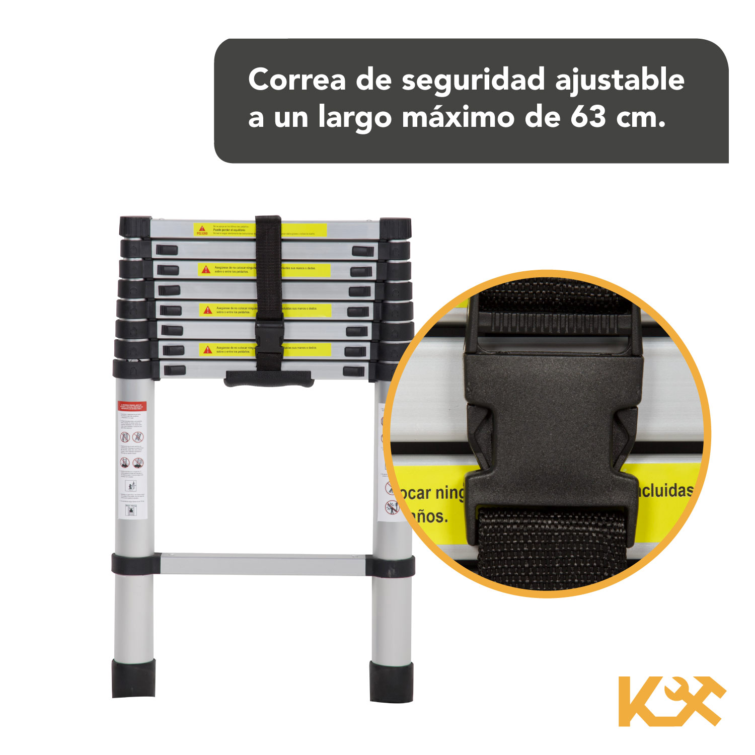 Escalera Telescopica Retractil Aluminio 9 Escalones 2.6 m RY-1326 Kingsman 