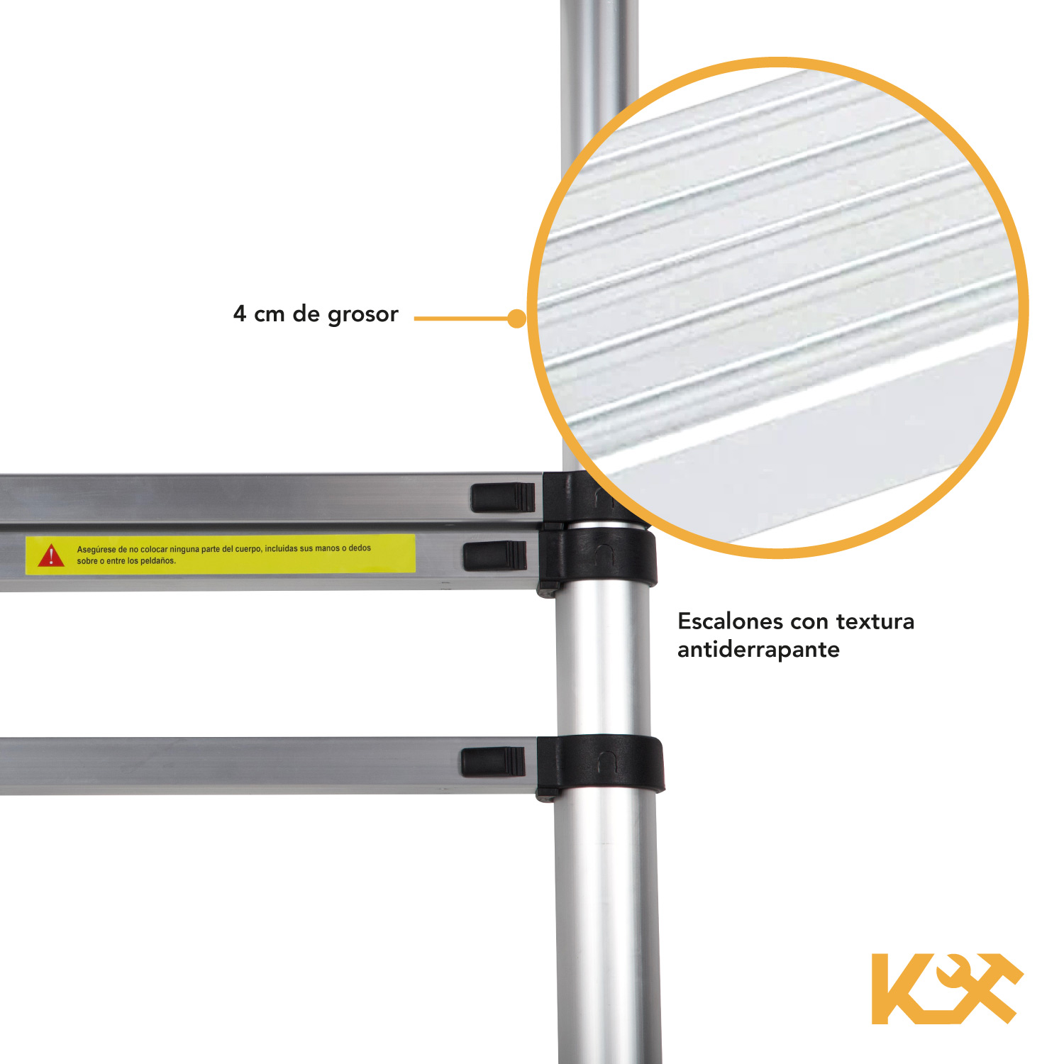 Escalera Telescopica Retractil Aluminio 9 Escalones 2.6 m RY-1326 Kingsman 