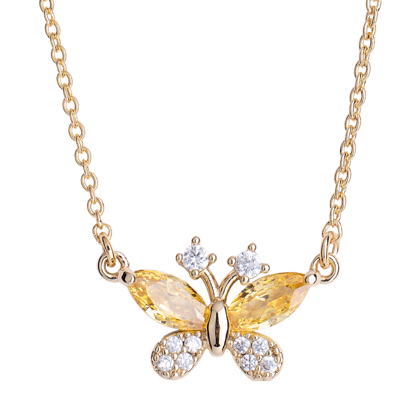 LuckyLy Set de Joyería para Mujer Mariposas con Baño de Oro 14k , Cristal y Zirconia Cúbica, Juego de Collar y Aretes Mujer - Modelo Gina