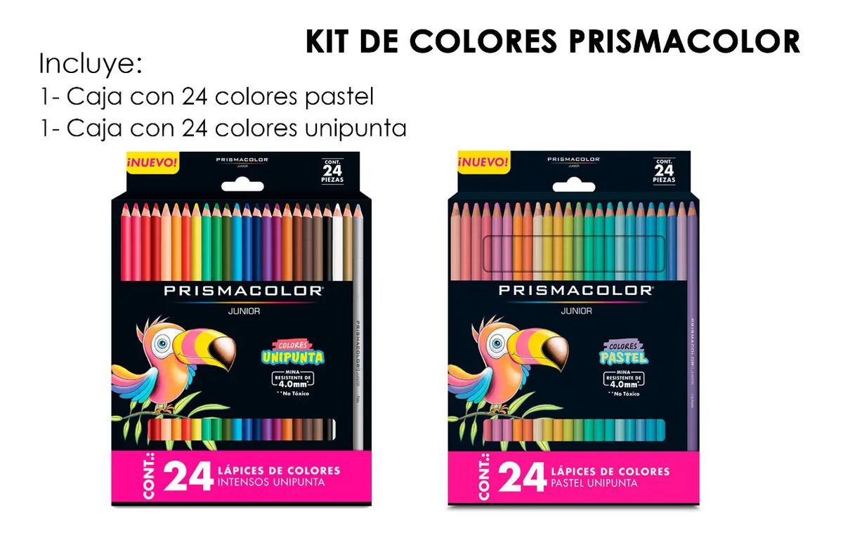 Colores Prismacolor Junior Largos 24 Pastel + 24 Basicos