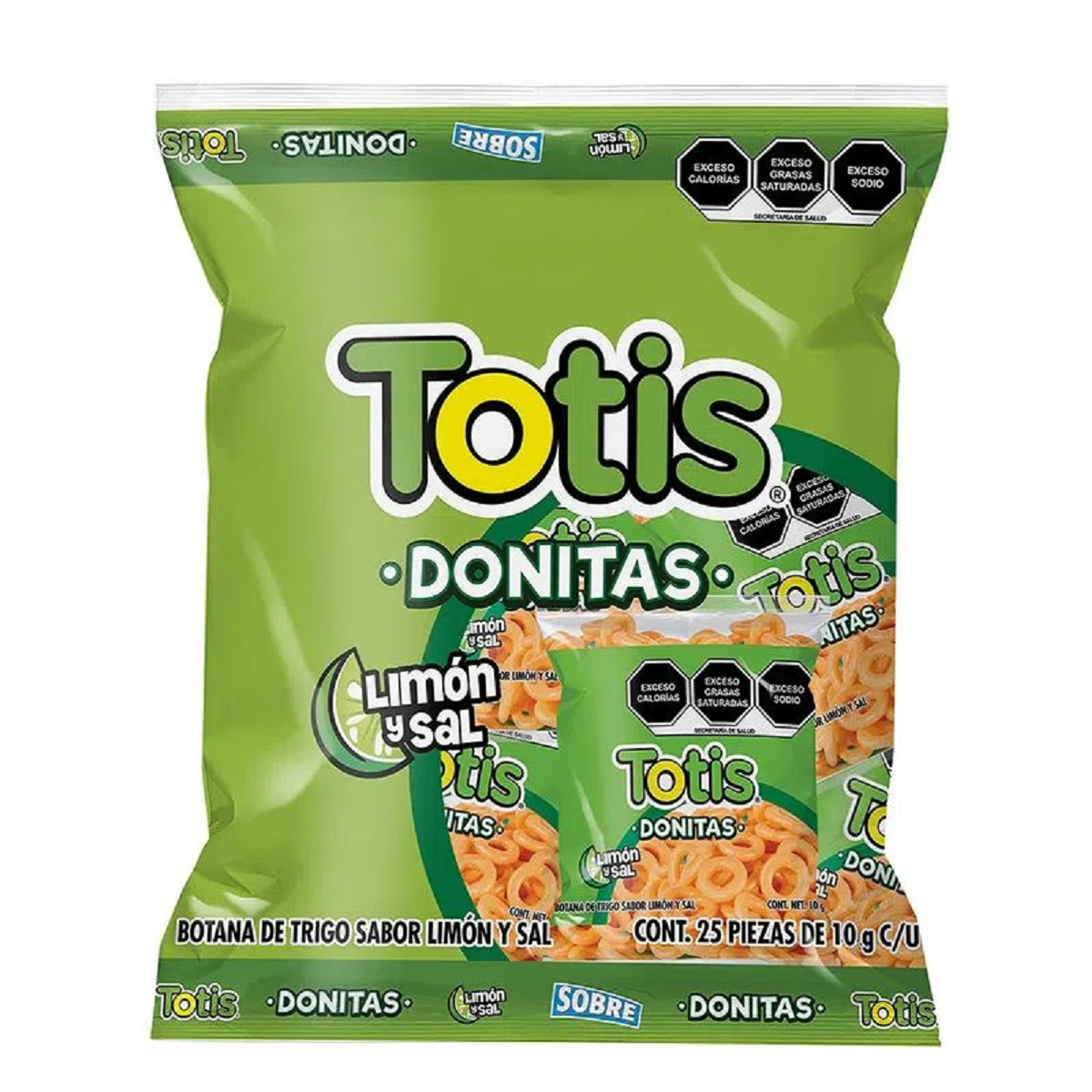 Totis donitas de sal y limón 25 piezas 10g. C/U