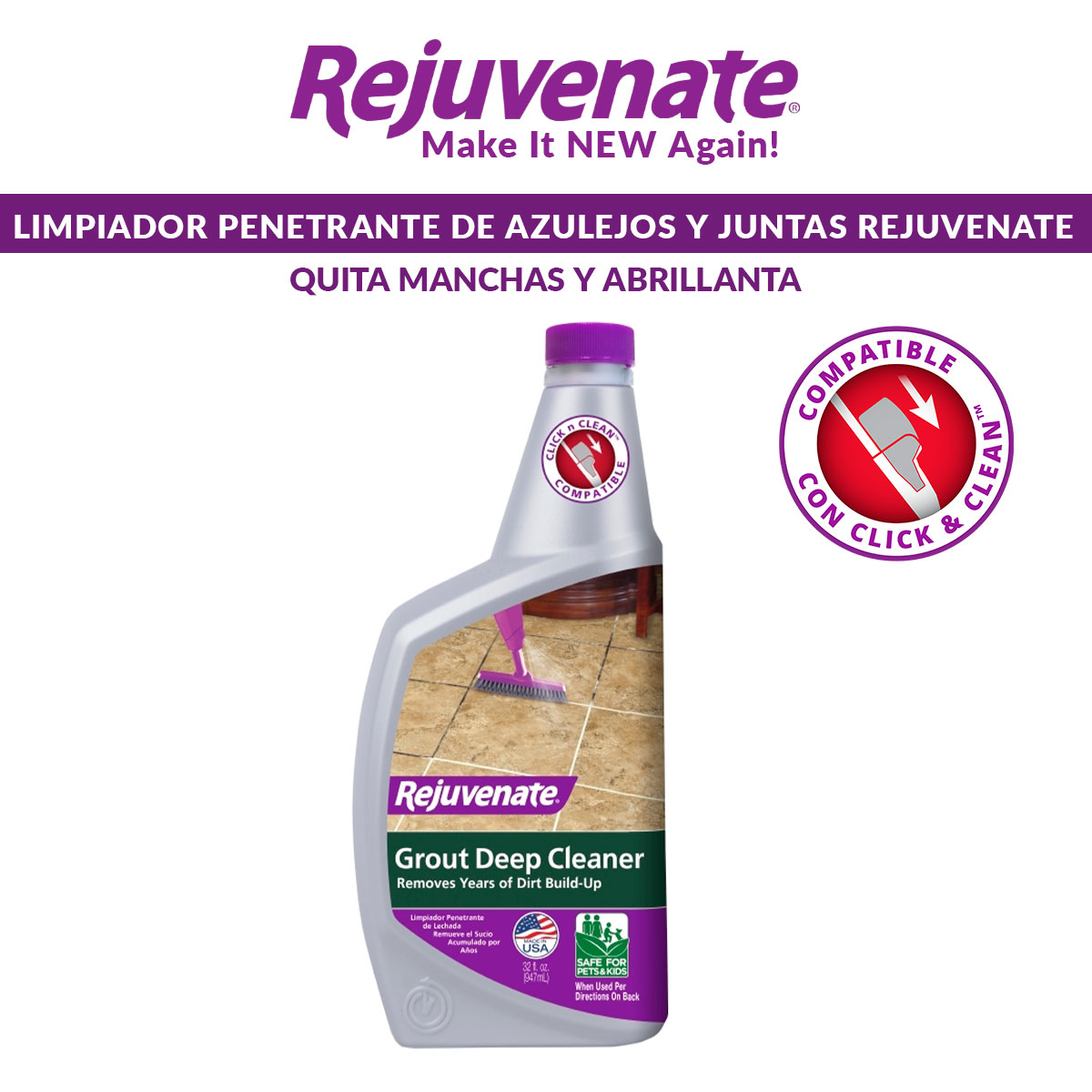 Limpiador Penetrante de Azulejos y Juntas TV OFERTAS Rejuvenate Quitamanchas y abrillanta Rejuvenate Grout Deep Cleaner 