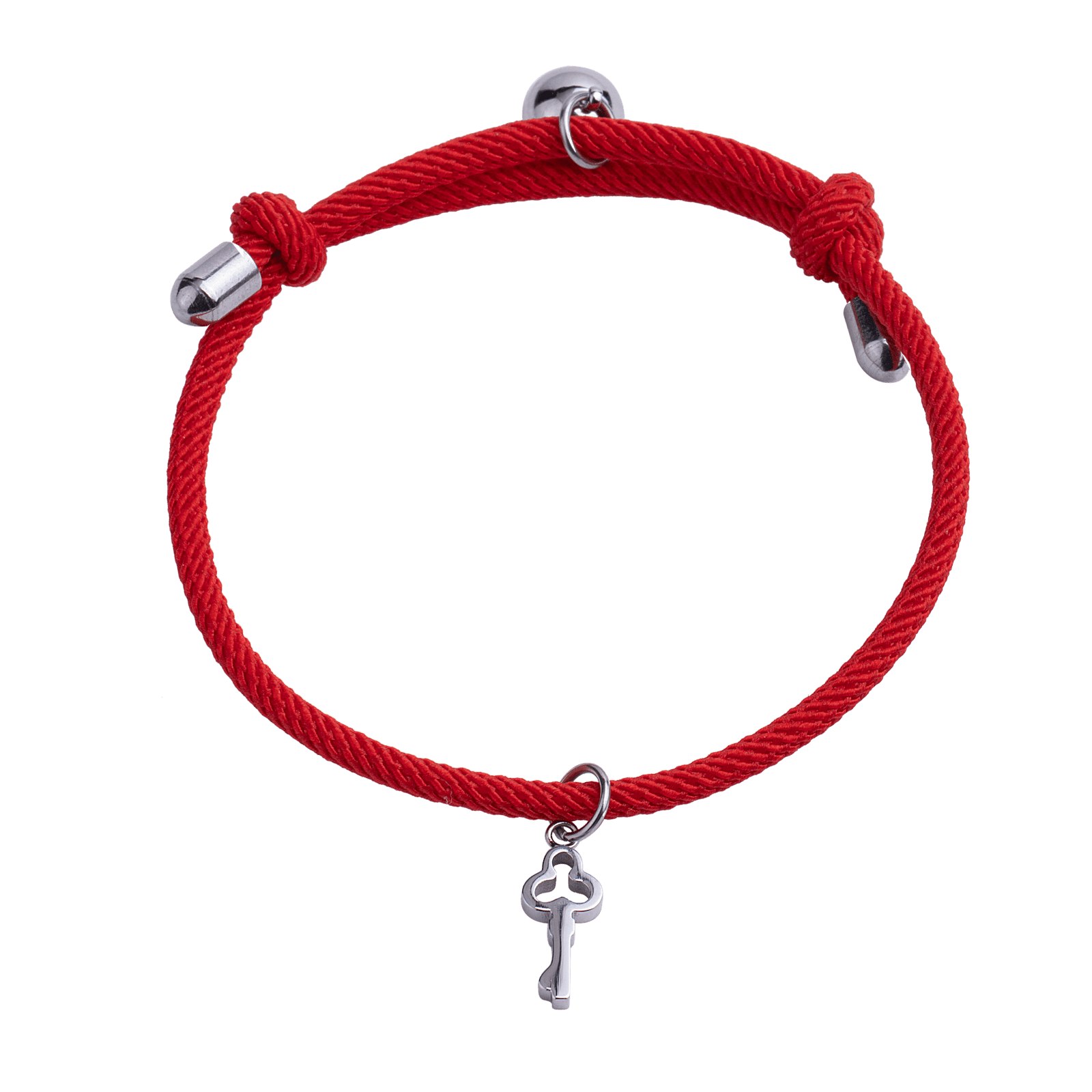 LuckyLy Pulseras para Pareja Magnéticas de Cuerda y Acero Inoxidable con Imán , Pulsera Hombre Plata y Negro, Pulsera Mujer Plata y Rojo- Modelo Tala