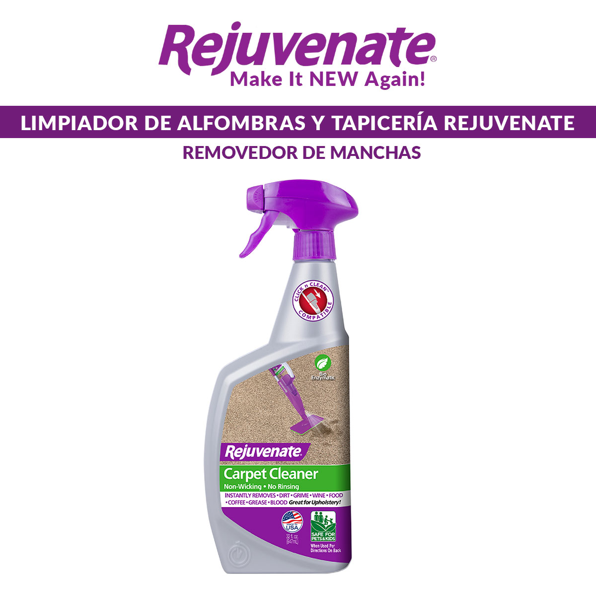 Limpiador Renovador de Alfombras y Tapicería Tv Ofertas Rejuvenate 946 ml Removedor de Manchas Rejuvenate Carpet Cleaner 