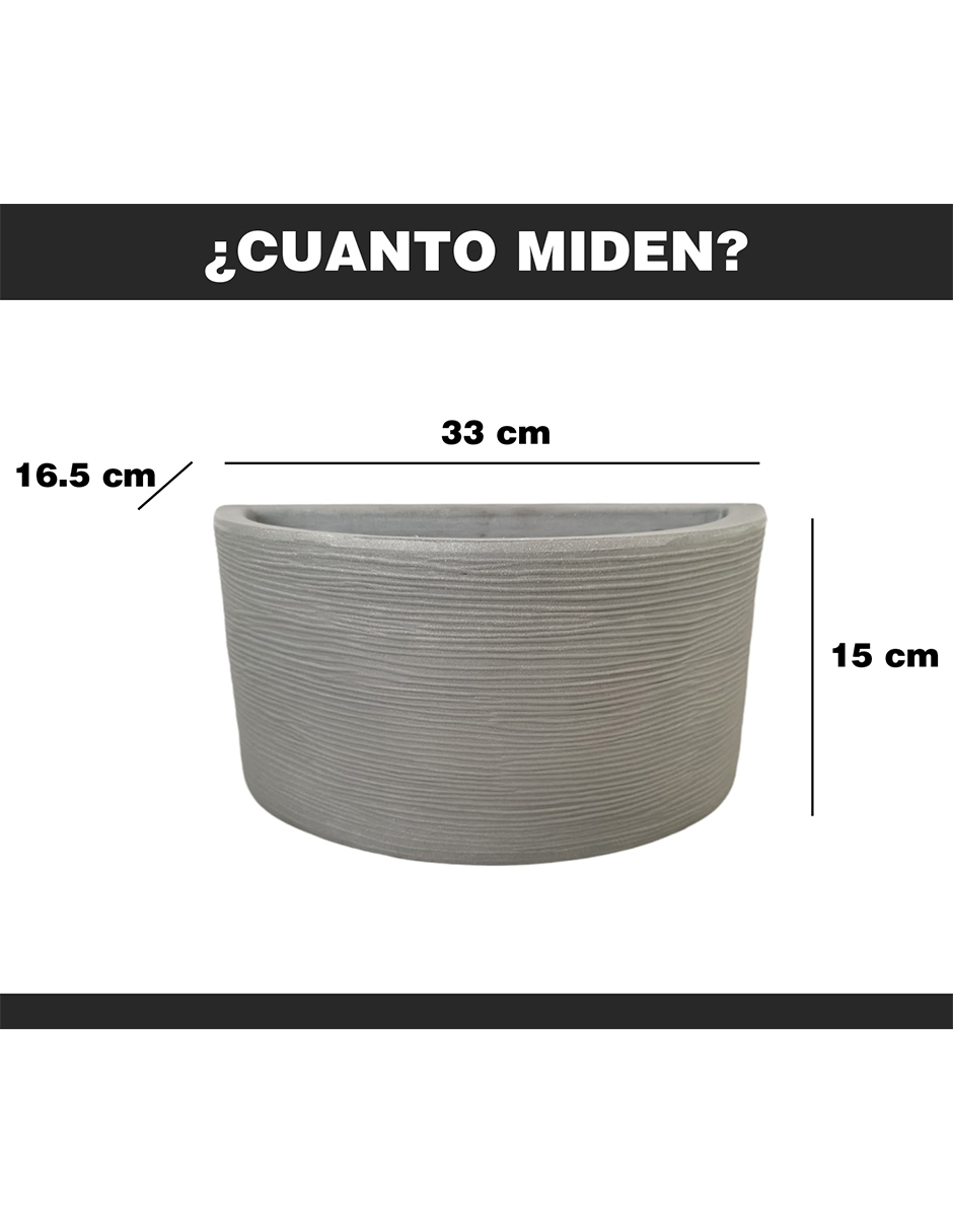 Maceta Minimalista Gris Medio circulo Mejor Que Fibra De Vidrio