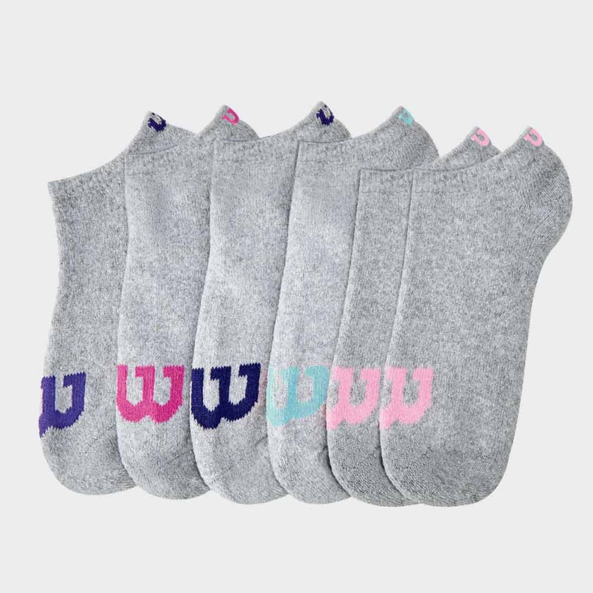 Set de 6 pares de tines Wilson para mujer color gris con la W en diferentes colores, mod. 1026562