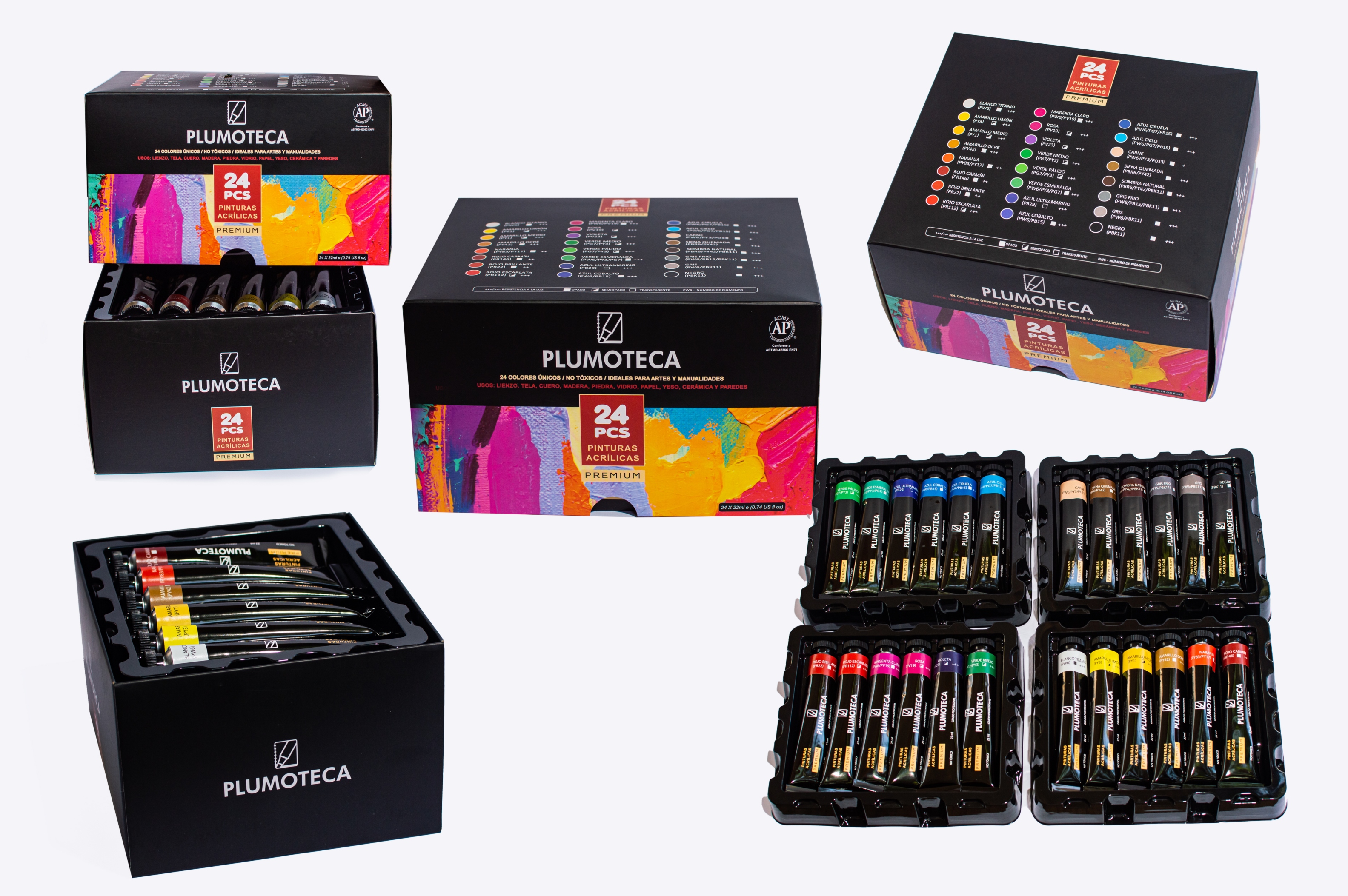 Pintura Acrílica Profesional 24 Colores Con 22ml Plumoteca