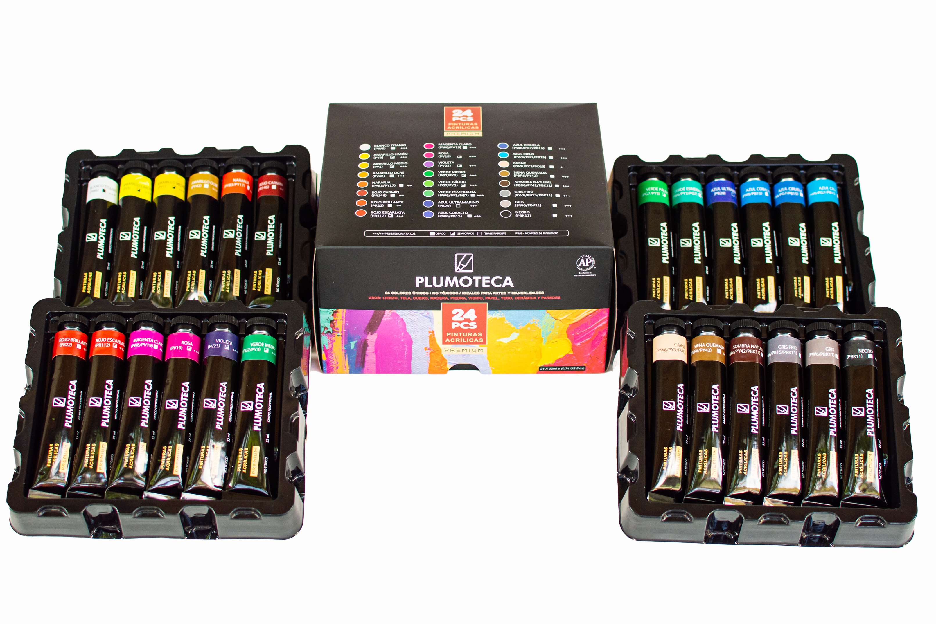Pintura Acrílica Profesional 24 Colores Con 22ml Plumoteca