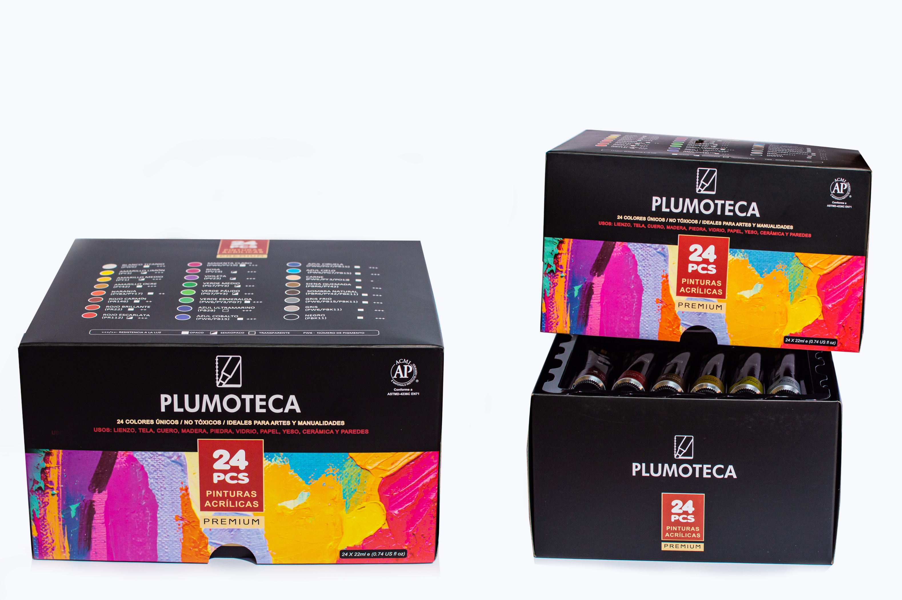 Pintura Acrílica Profesional 24 Colores Con 22ml Plumoteca