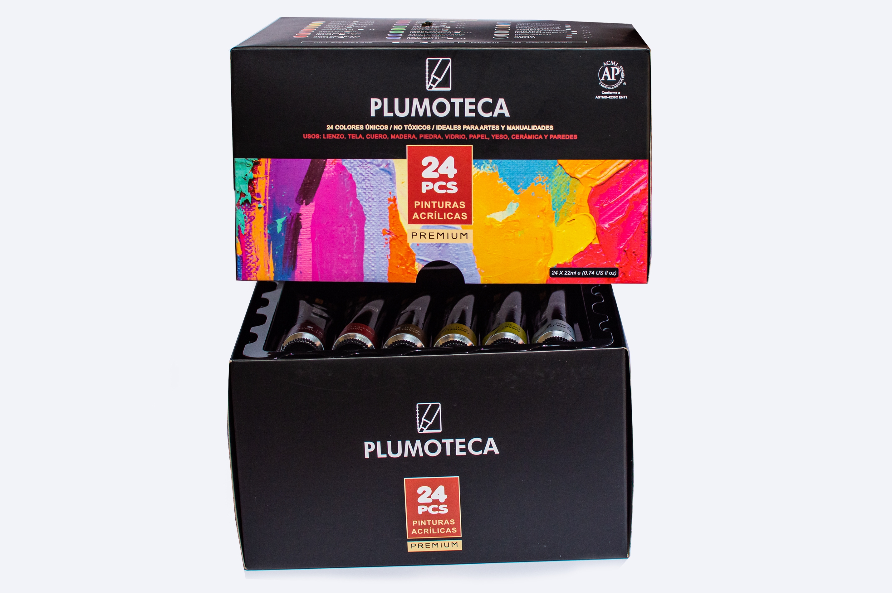 Pintura Acrílica Profesional 24 Colores Con 22ml Plumoteca