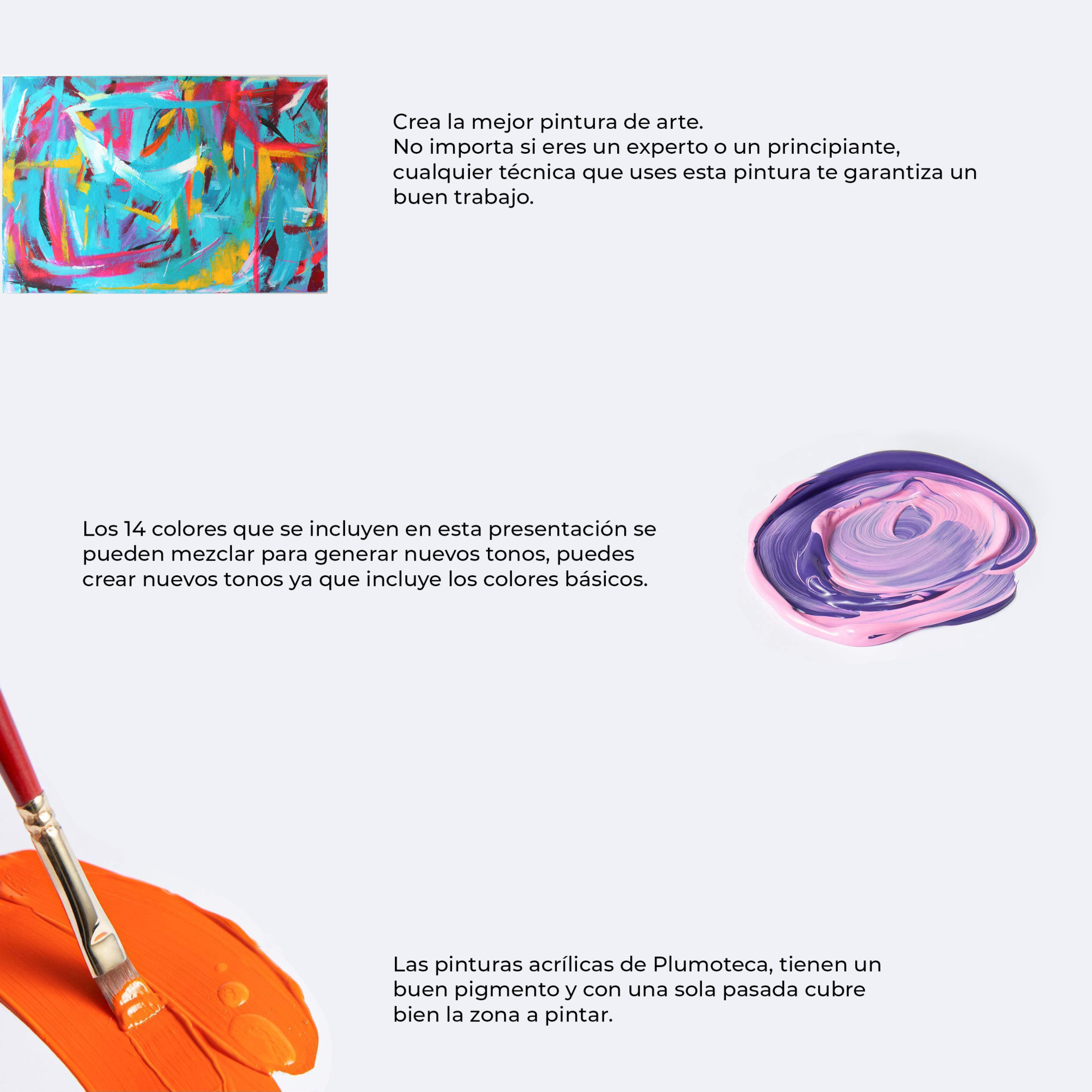 Pintura Acrílica Profesional 24 Colores Con 22ml Plumoteca